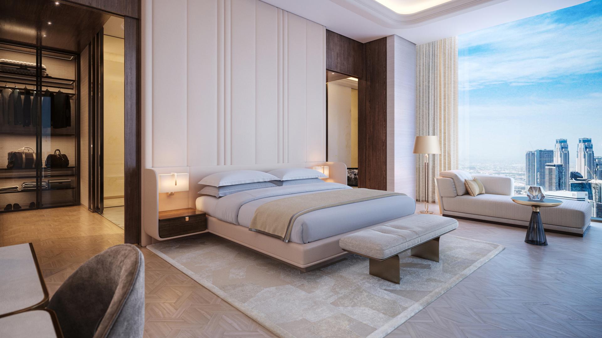 Luxurious marble hallway in Waldorf Astoria Residences duplex townhouse, Business Bay