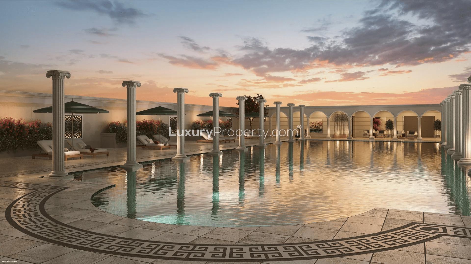 Luxury Sobha Metropolis apartment living room with balcony view in Kuttanellur, Thrissur