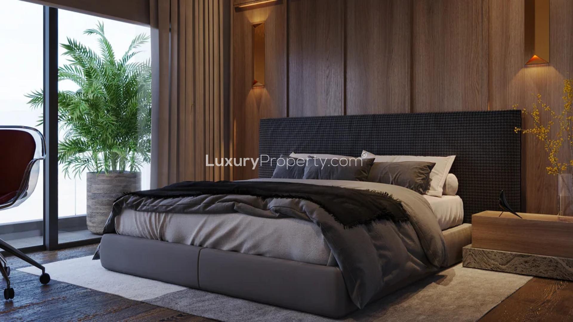 Modern living room in 4-bedroom apartment at Sobha Nesara, Kothrud, with elegant decor