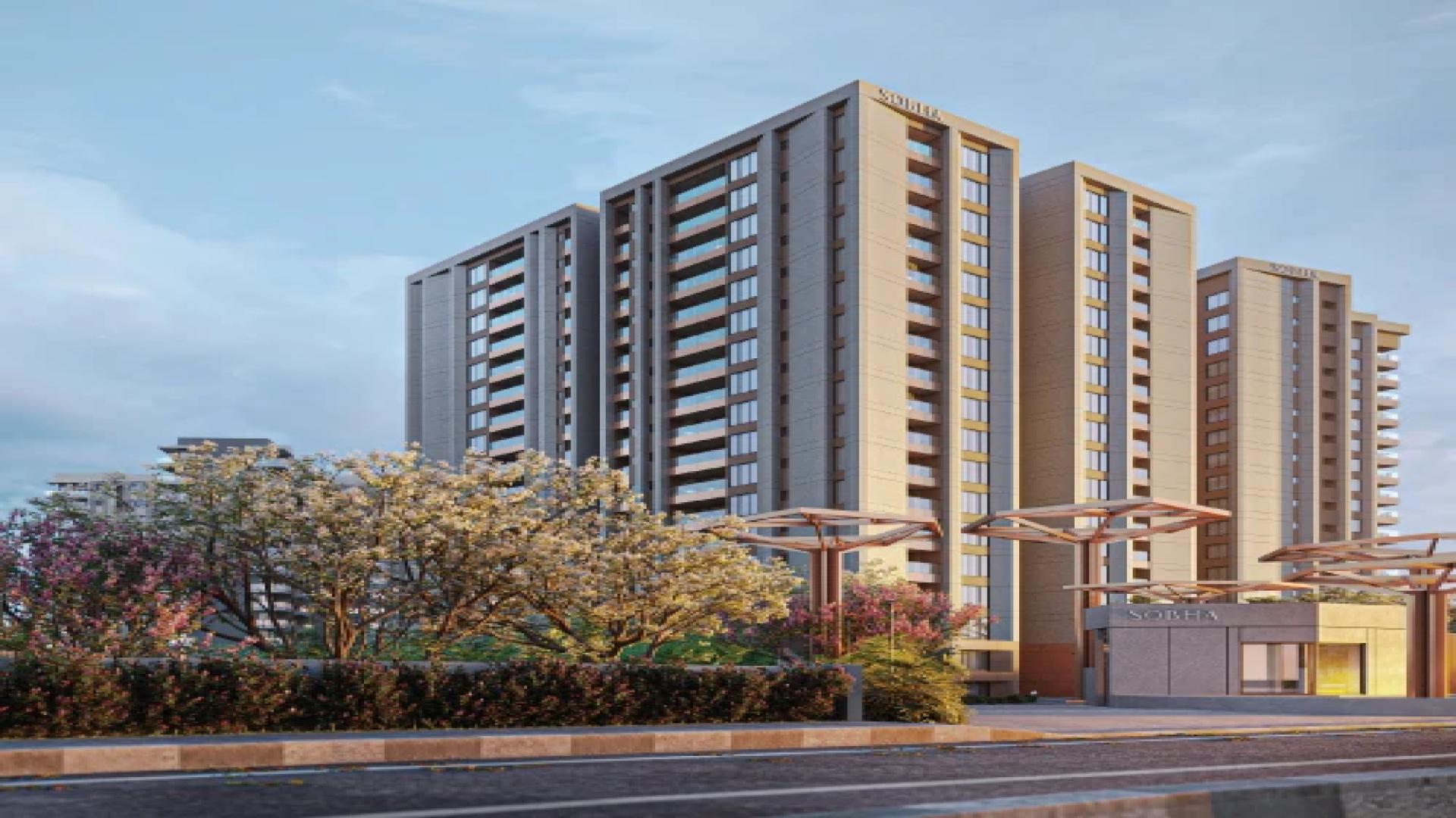 Luxurious living room in Sobha Infinia apartment, Koramangala, Bangalore with modern furnishings