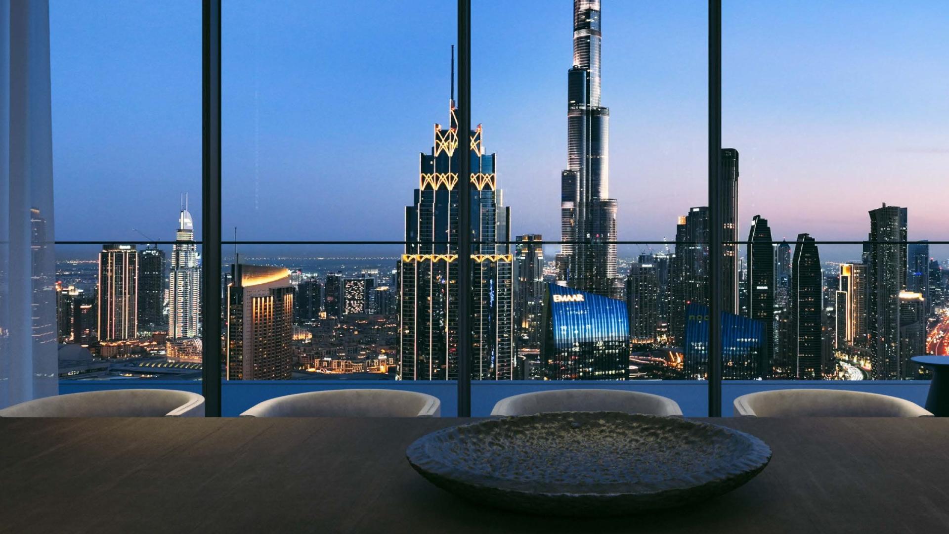 Luxurious living room with city skyline view at Akala Hotel & Residences, Zabeel