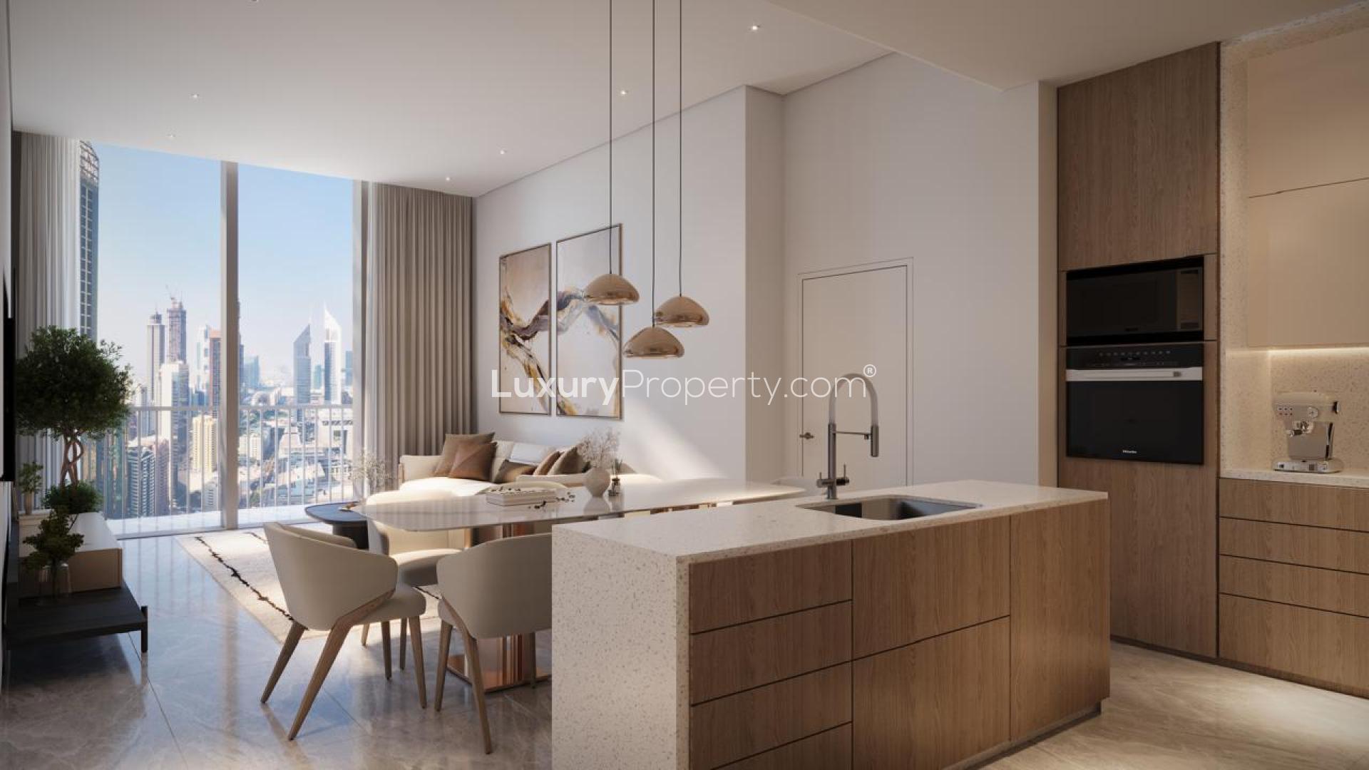 Luxury bedroom in DIFC Heights apartment with stunning city views, LP48563 for sale