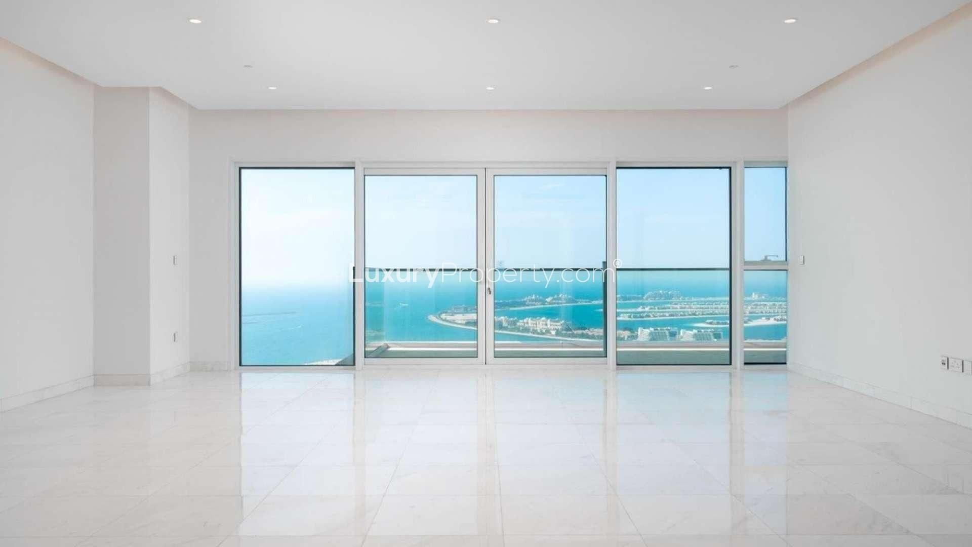 Luxury bathroom with sea view in Jumeirah Beach Residence apartment for sale