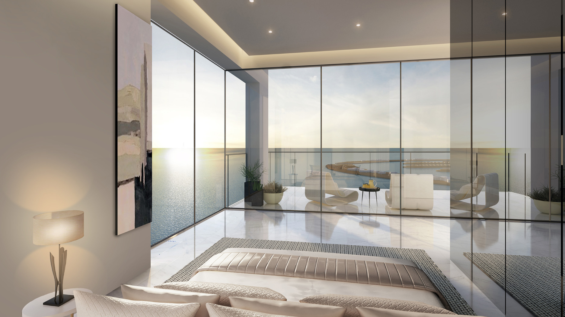 Modern kitchen in luxurious 4-bedroom apartment, 1 JBR, Dubai with sleek design elements