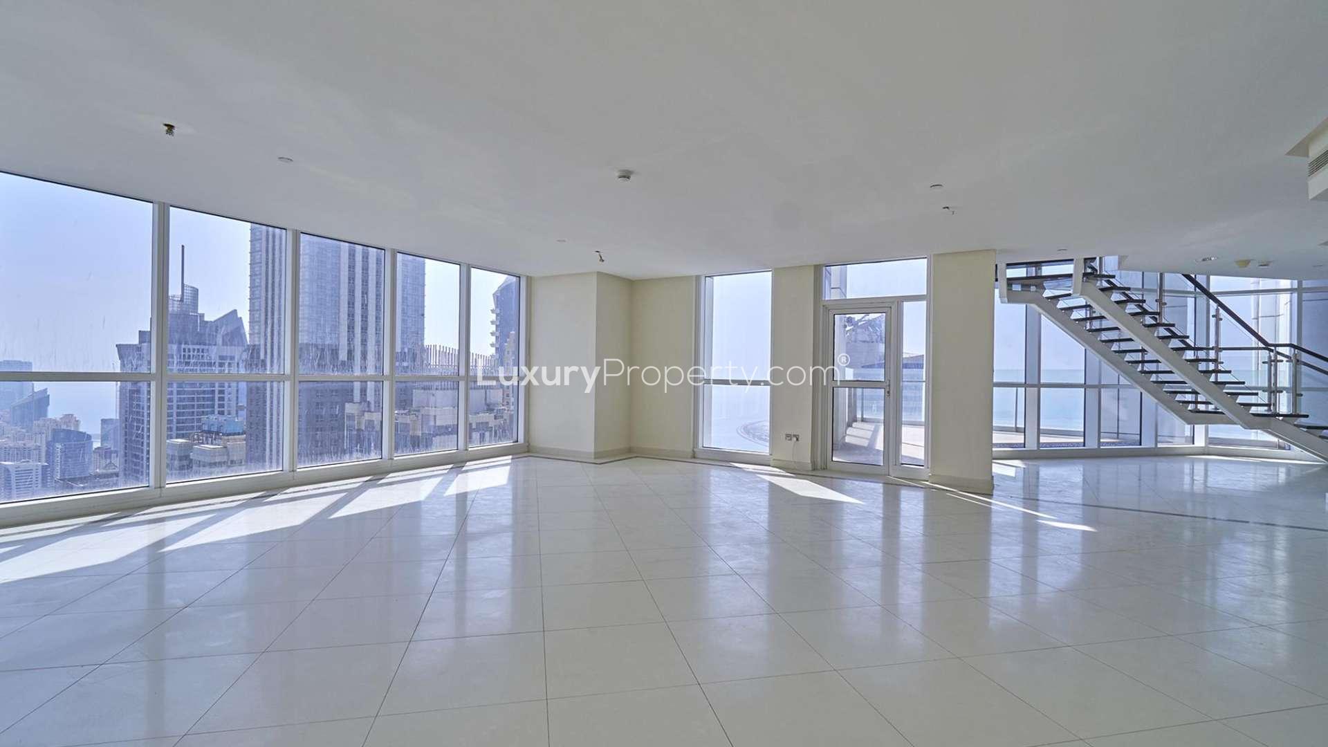 Luxurious duplex penthouse interior with sea view