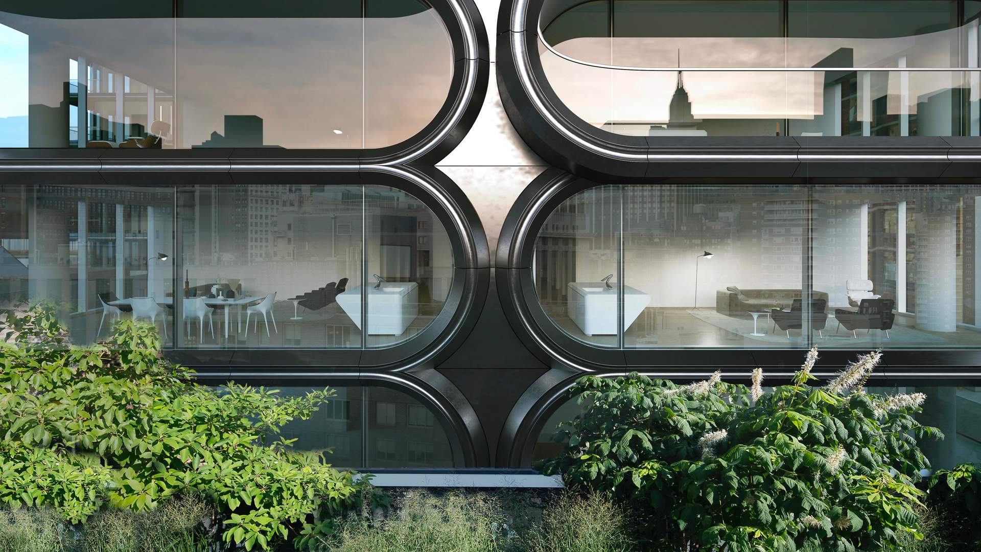 Luxury apartment car elevator in Zaha Hadid-designed building, West Chelsea, New York