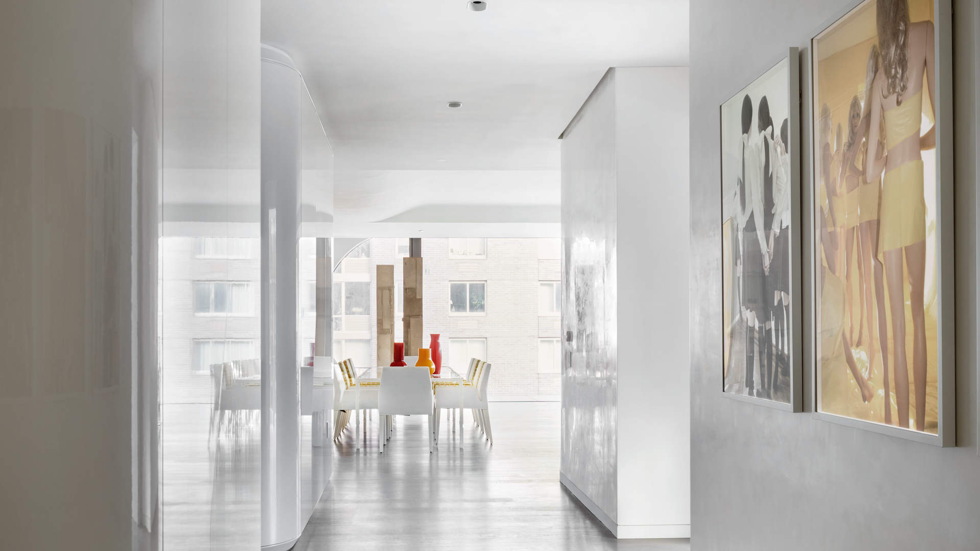 Luxurious Zaha Hadid-designed bedroom in Manhattan apartment, featuring modern decor and unique window