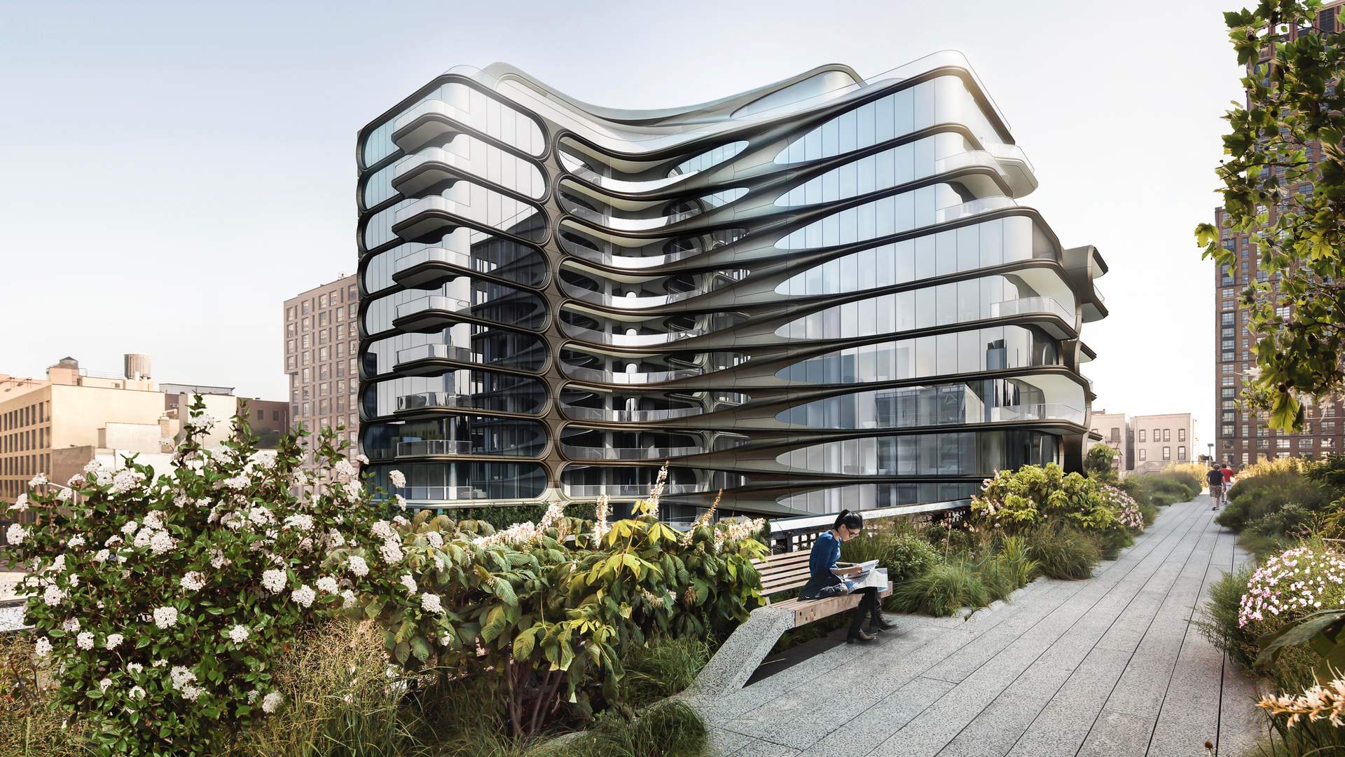 Exterior view of Zaha Hadid-designed apartment in West Chelsea, Manhattan, New York