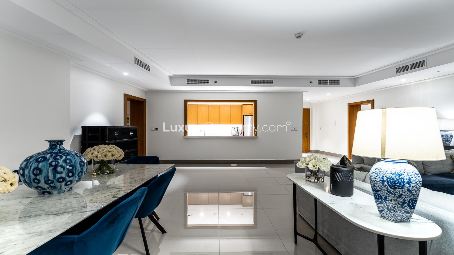 Luxurious living room in furnished 4-bedroom apartment, Opera Grand, Downtown Dubai