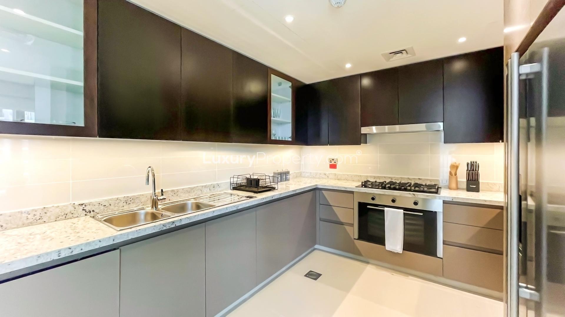 Modern dining and living area in luxury Downtown Dubai apartment, BLVD Heights