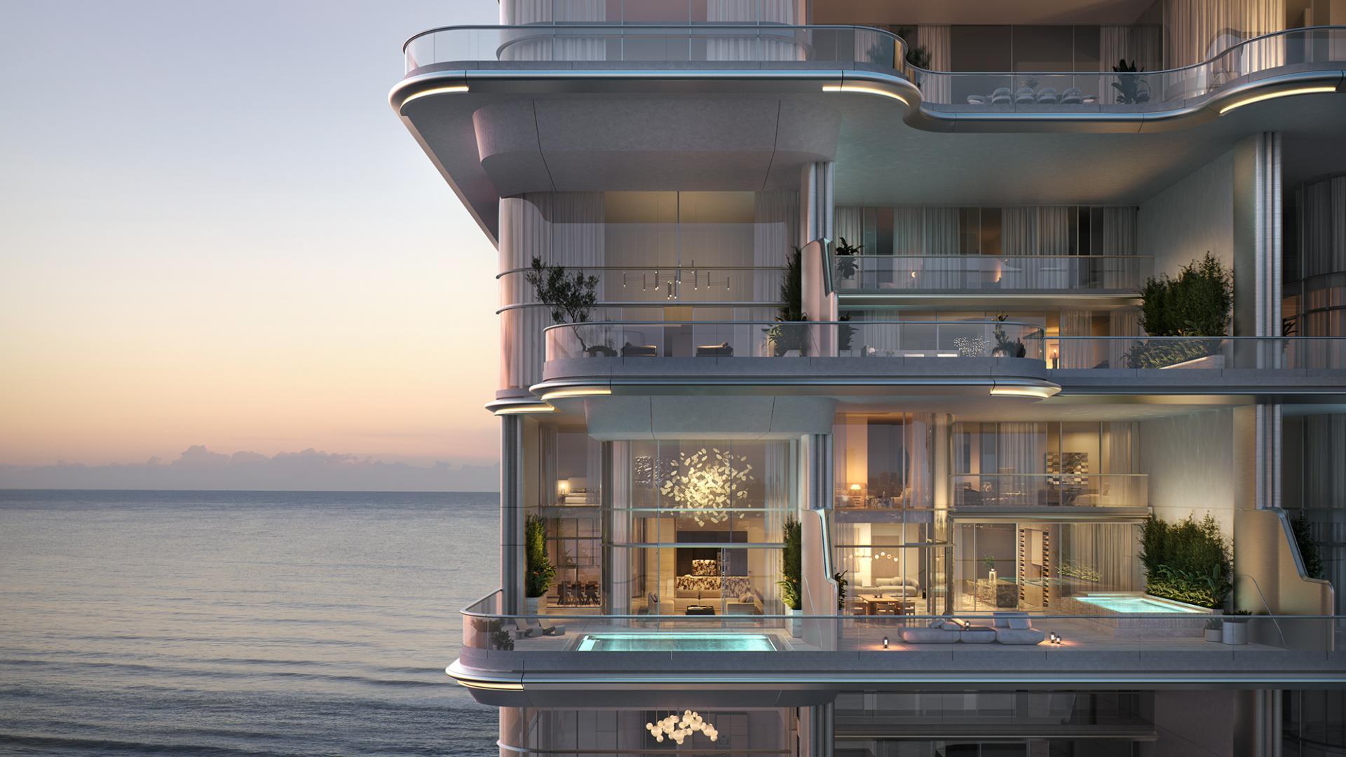 Luxury Orla Palm Jumeirah apartment with infinity pool and ocean views at sunset