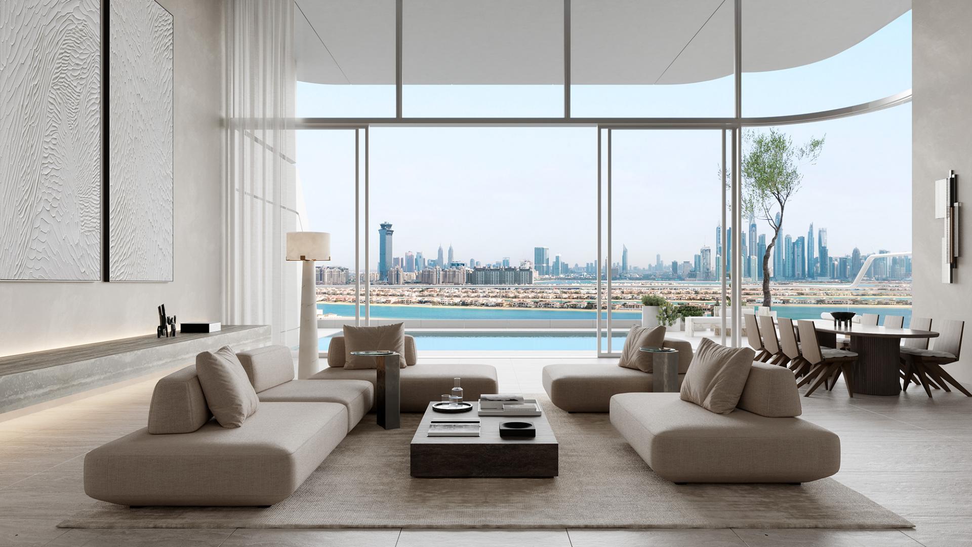 Luxurious duplex balcony with private pool overlooking Palm Jumeirah, Orla by Omniyat apartment