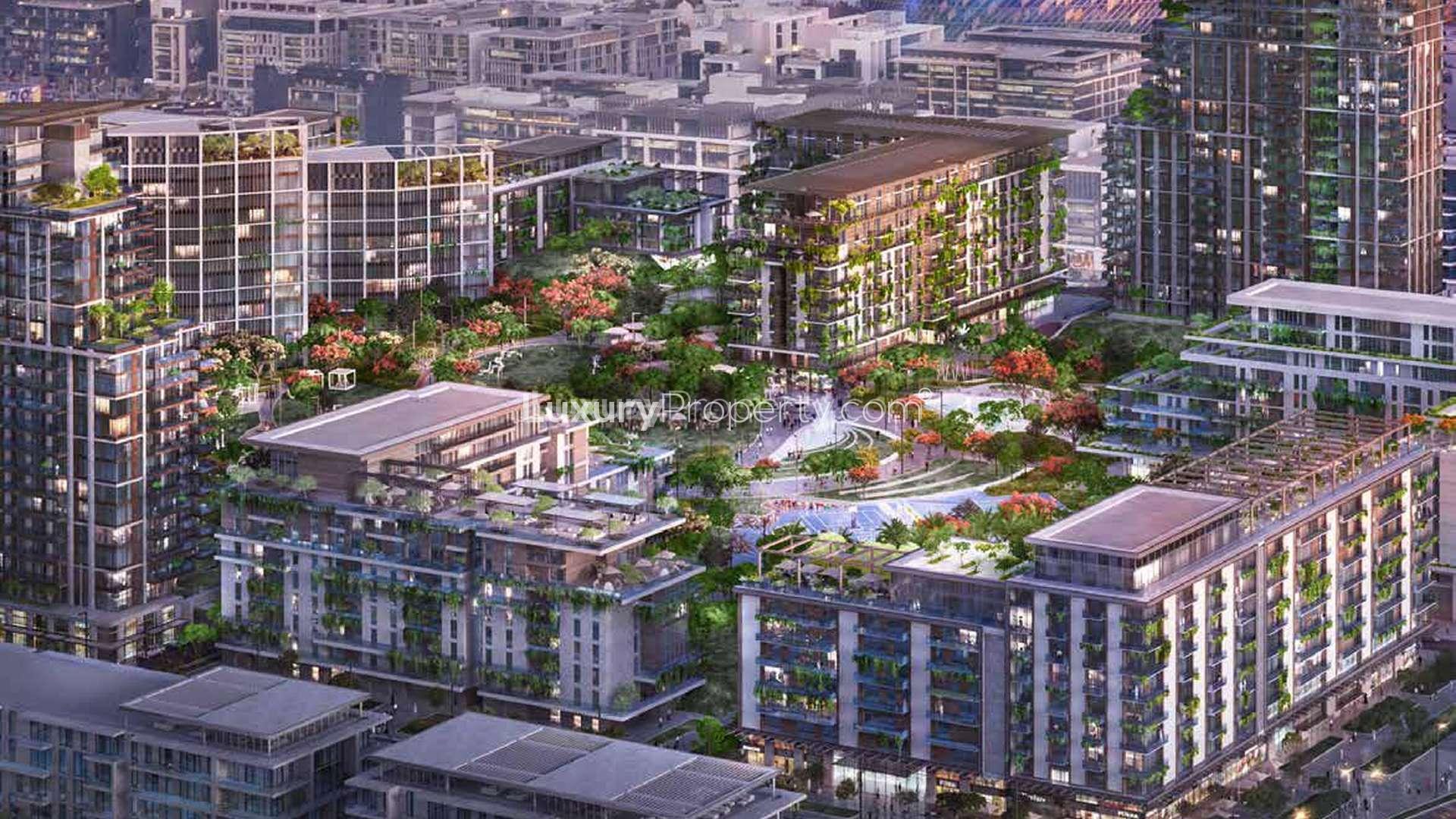 Luxurious bedroom in 4-bedroom City Walk apartment, Dubai Central Park, with modern decor