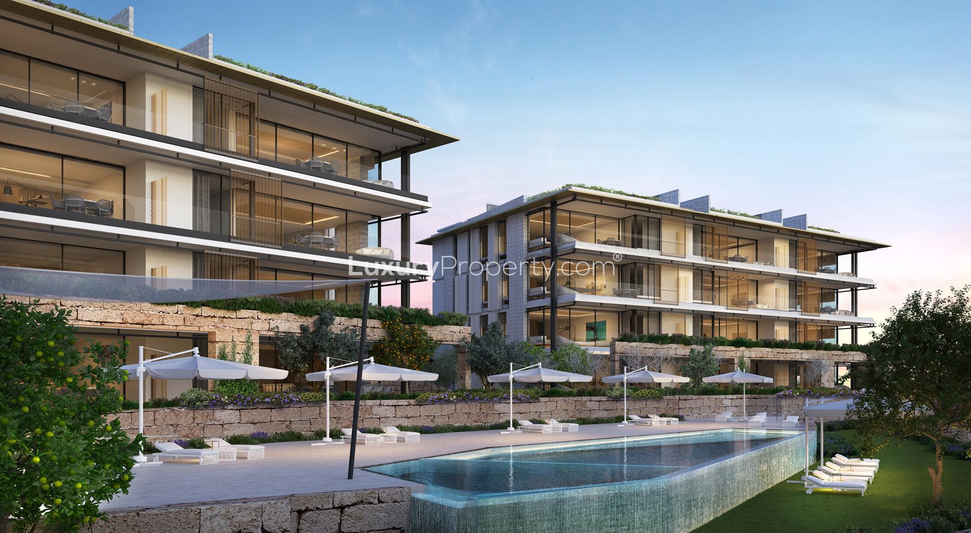 Luxurious 4-bedroom apartment with garden and pool view at Sa Puntassa Island, Mallorca