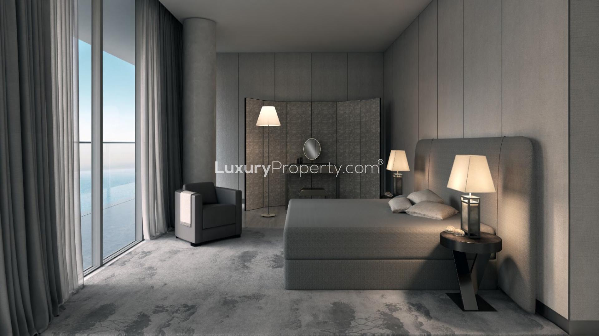 Dining area with ocean view in Armani Beach Residences, Palm Jumeirah apartment for sale