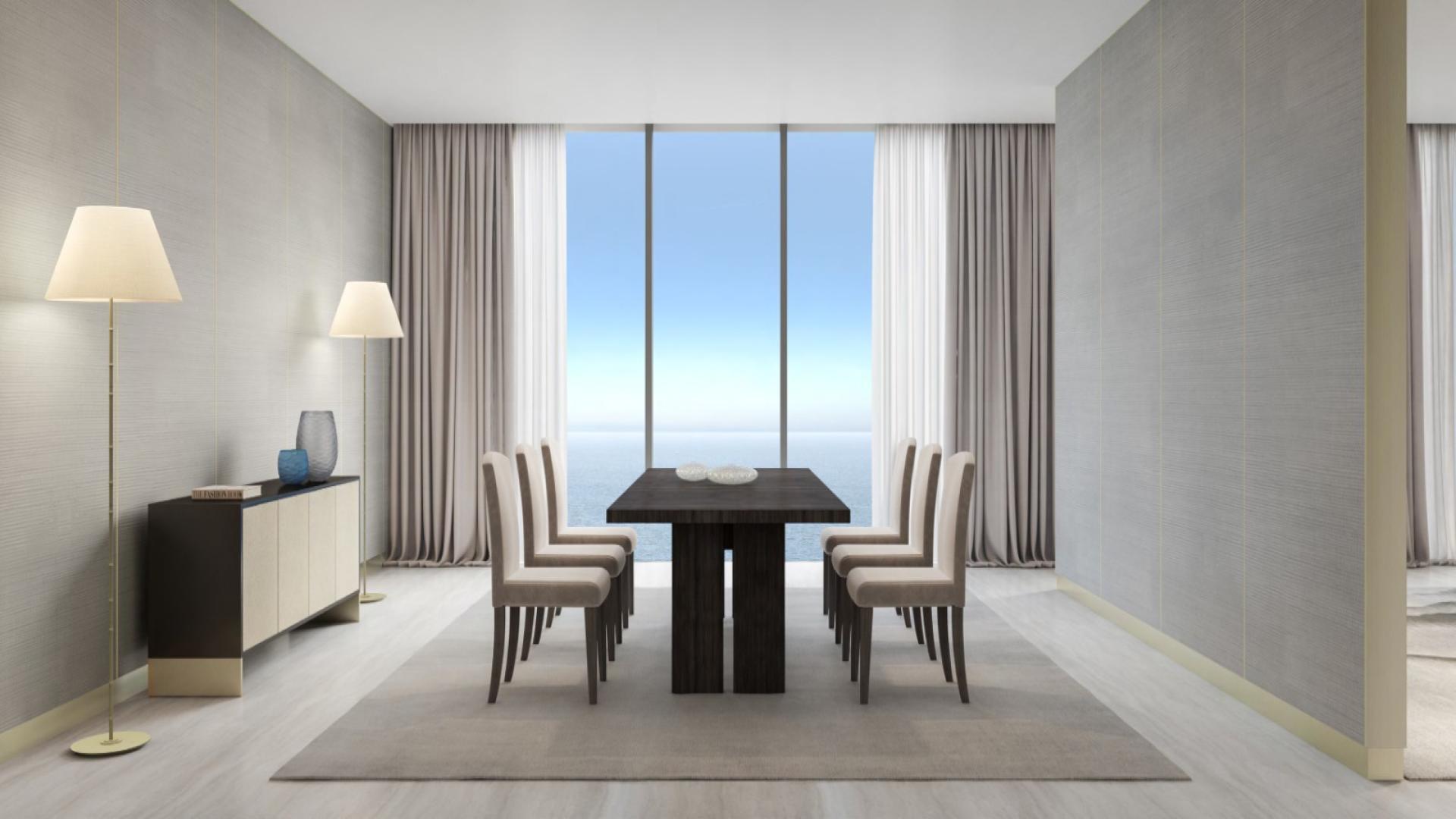 Stylish living room in 4-bedroom apartment, Armani Beach Residences, Palm Jumeirah, for sale