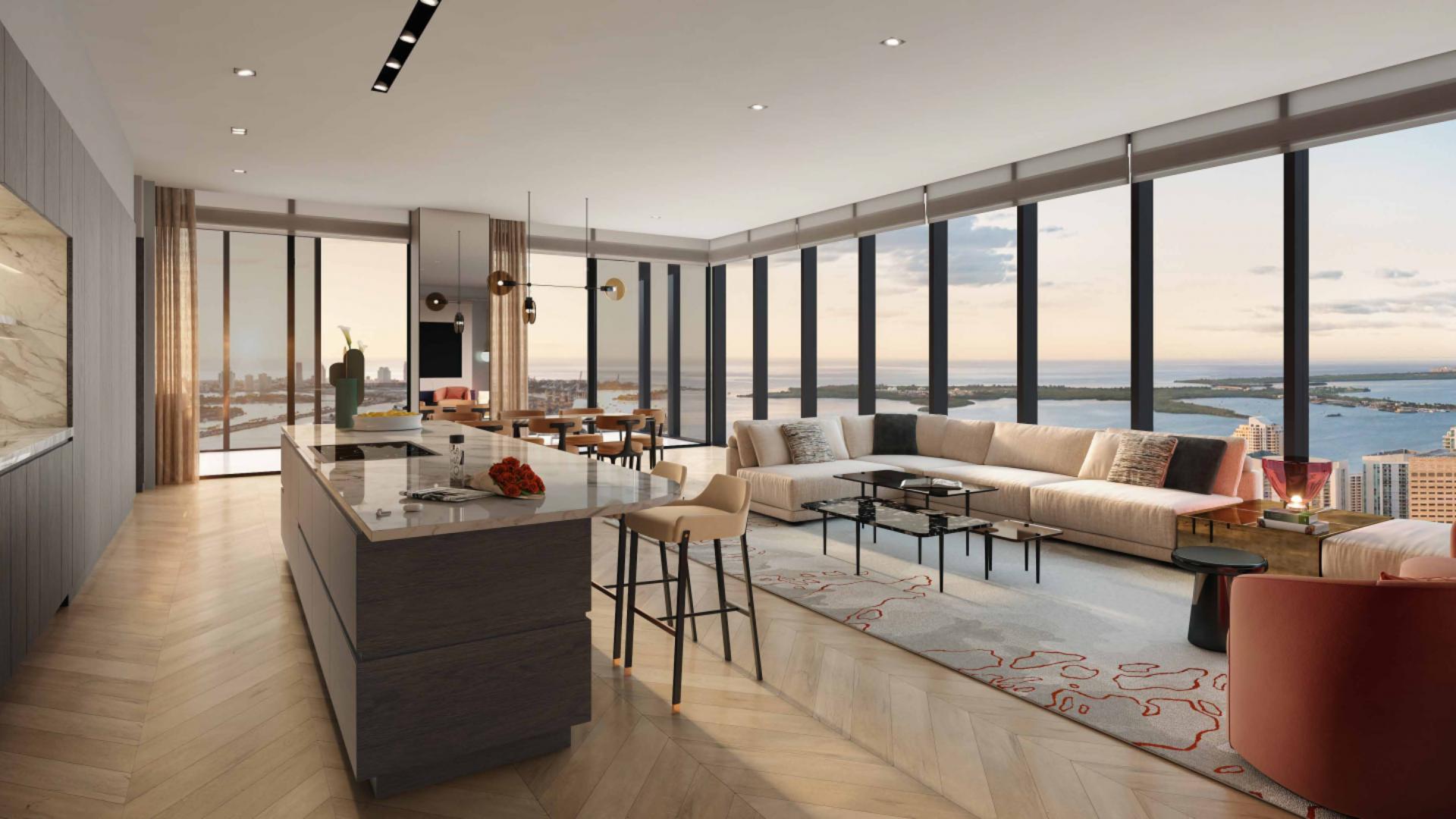 Luxurious Miami apartment with modern interior and stunning city views at Waldorf Astoria