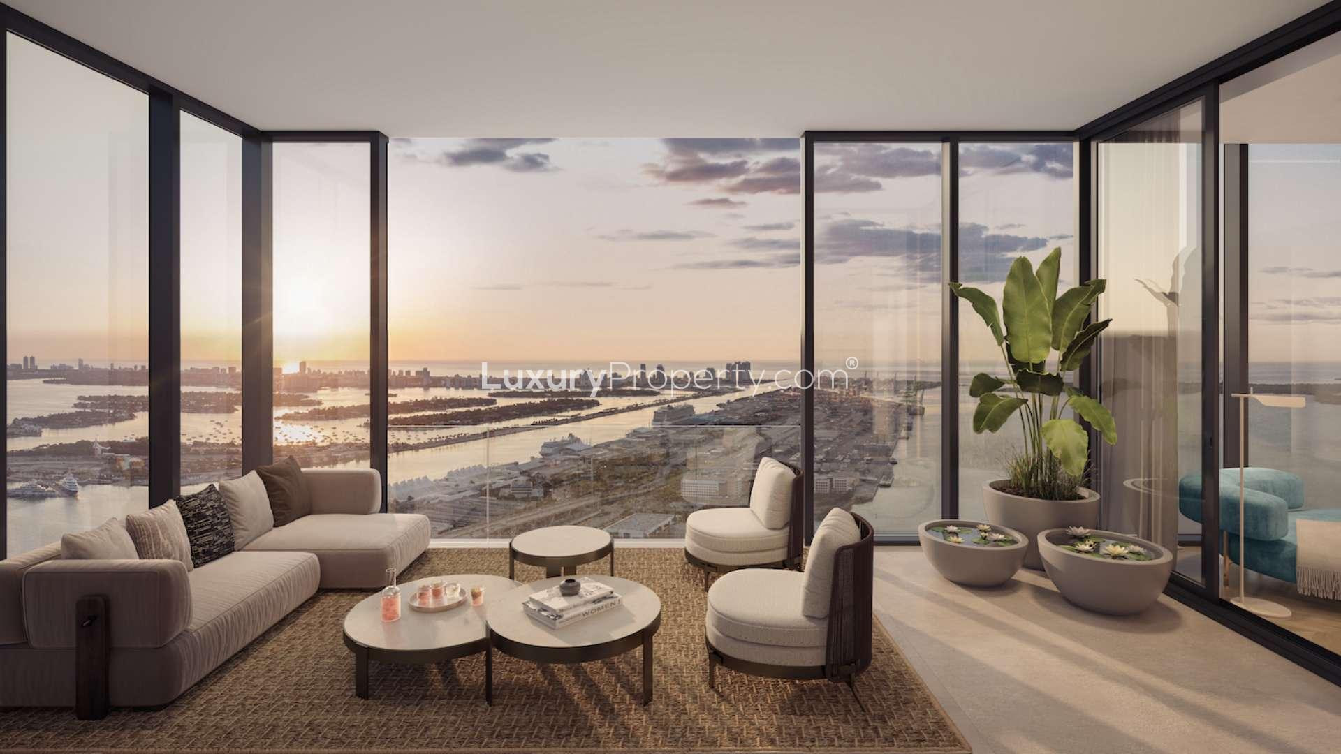 Luxurious marble bathroom in four-bedroom apartment, The Sky Collection, Waldorf Astoria, Miami