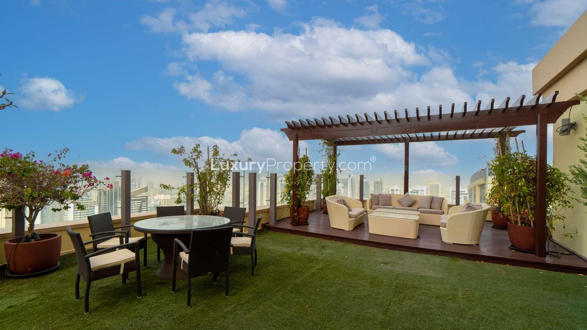 Spectacular Murjan 1 penthouse terrace with outdoor seating, Jumeirah Beach Residence