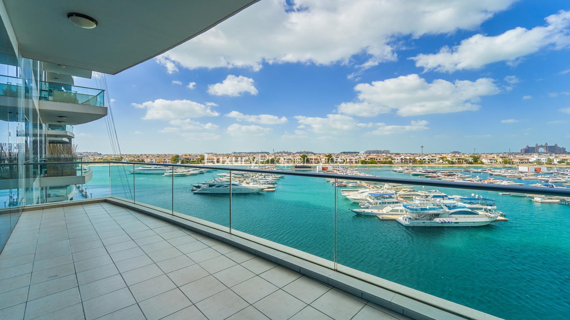 Spacious apartment with stunning marina view through large windows in Oceana, Palm Jumeirah