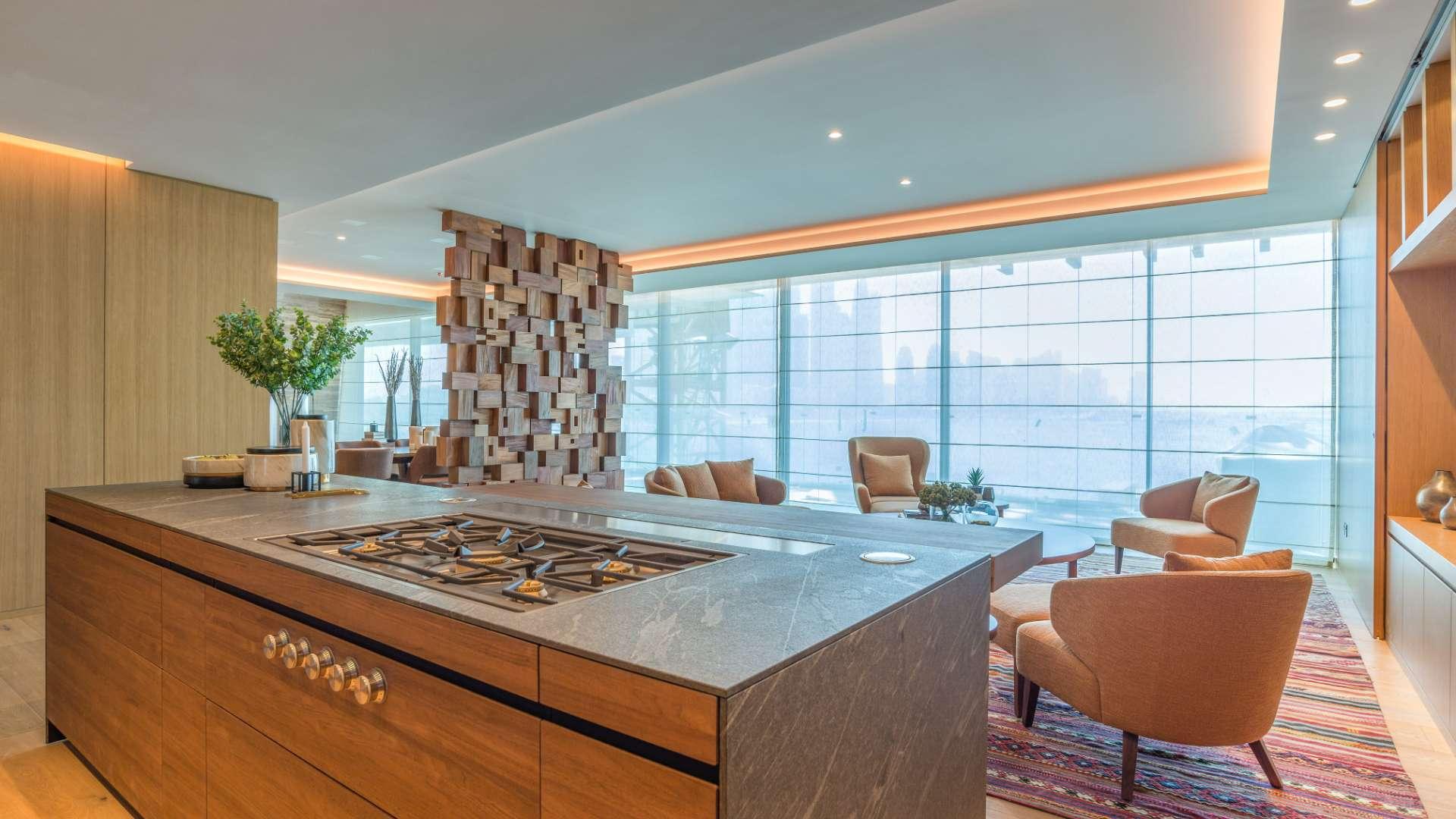 Luxurious upgraded duplex kitchen and living area in One at Palm Jumeirah penthouse