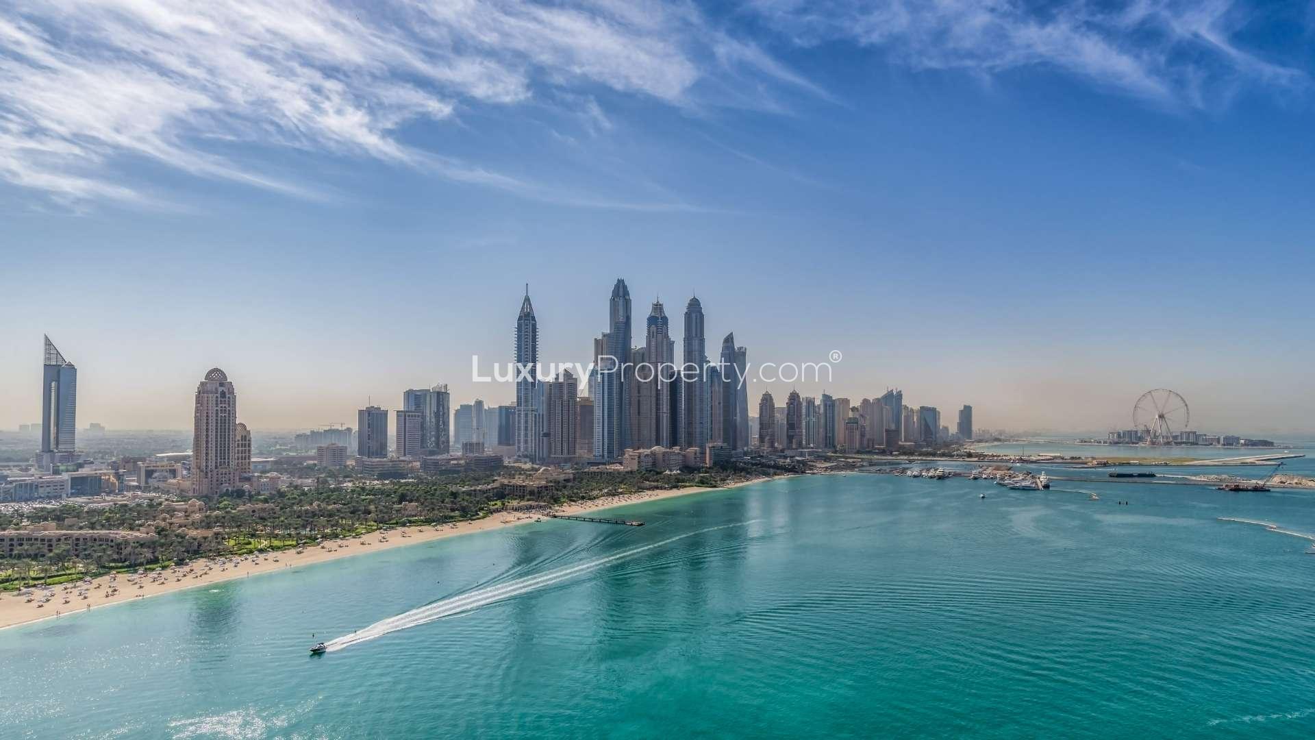 Luxurious Palm Jumeirah penthouse living area with bespoke furniture and modern decor