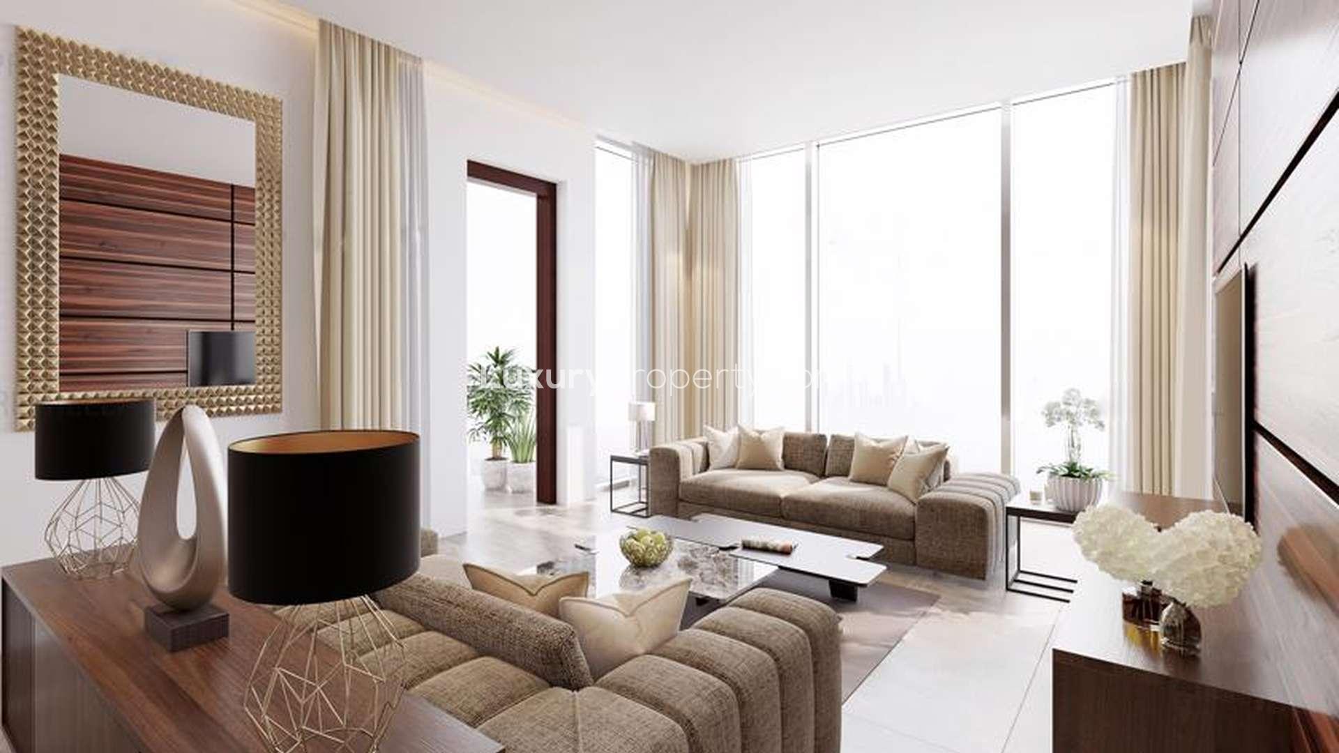 Luxurious living room in four-bedroom apartment, One Park Avenue, Mohammed Bin Rashid City