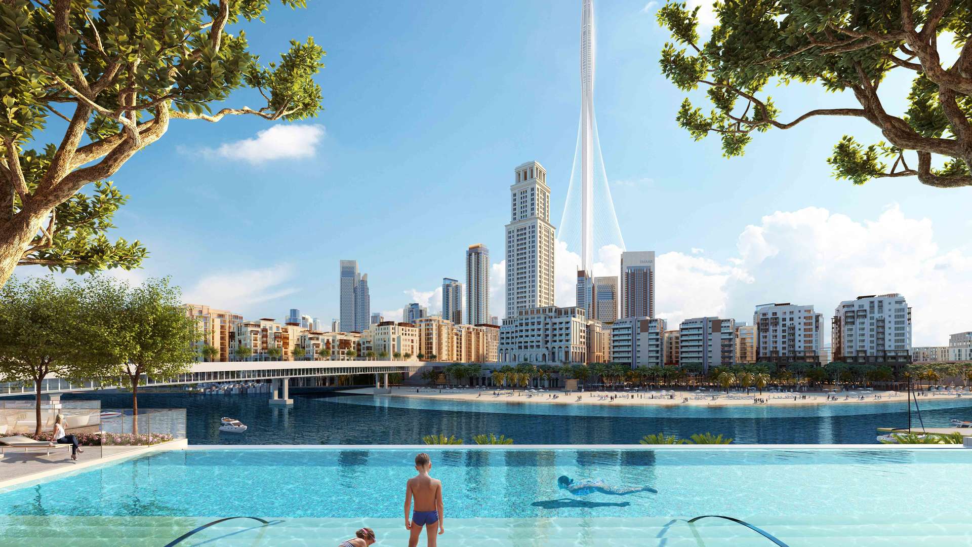 Elegant four-bedroom apartment at Palace Residences, Dubai Creek Harbour with stunning skyline view