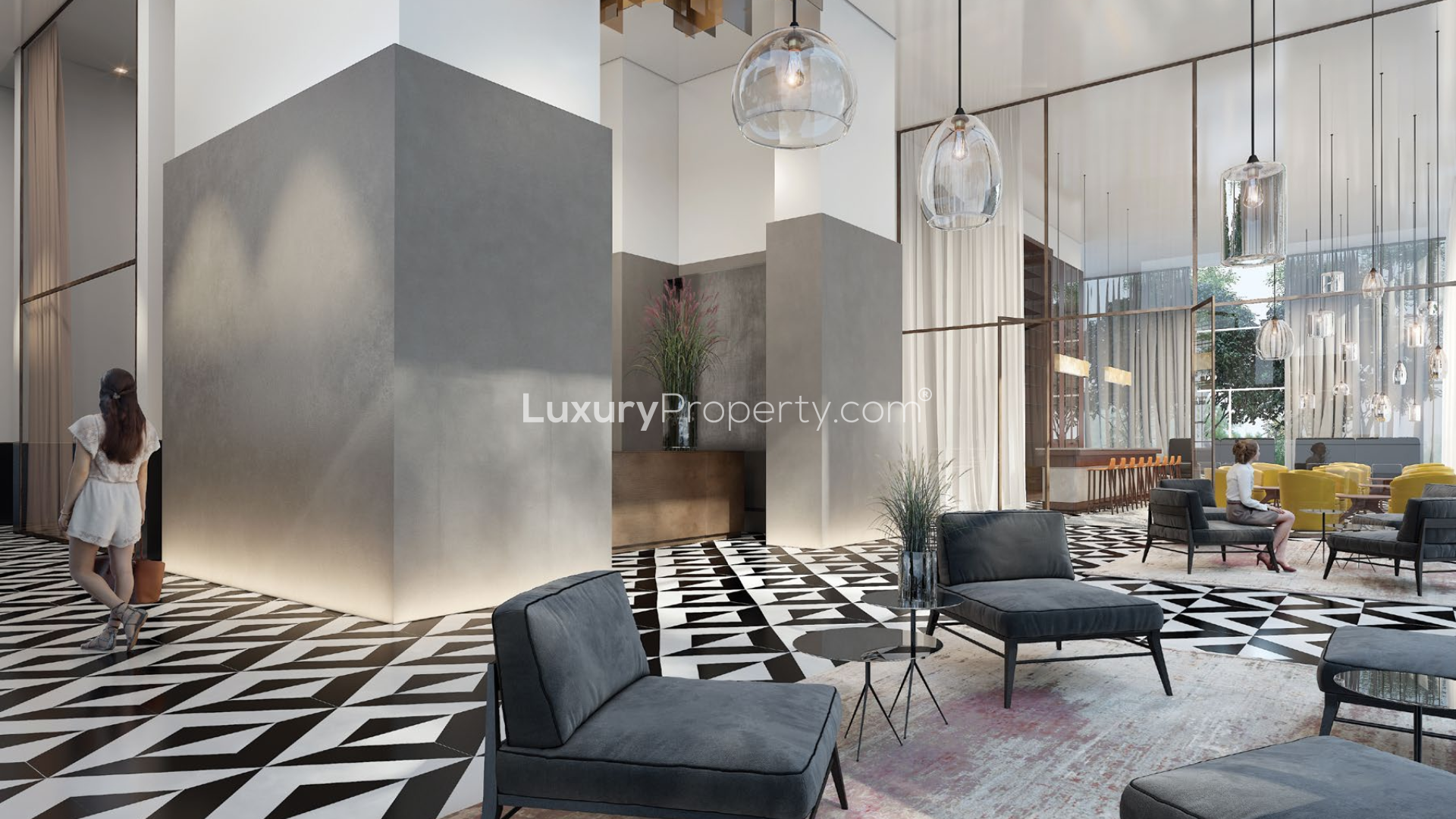 Luxurious living room in 2-bedroom apartment, Port Tel Aviv Residences, modern design, sea view