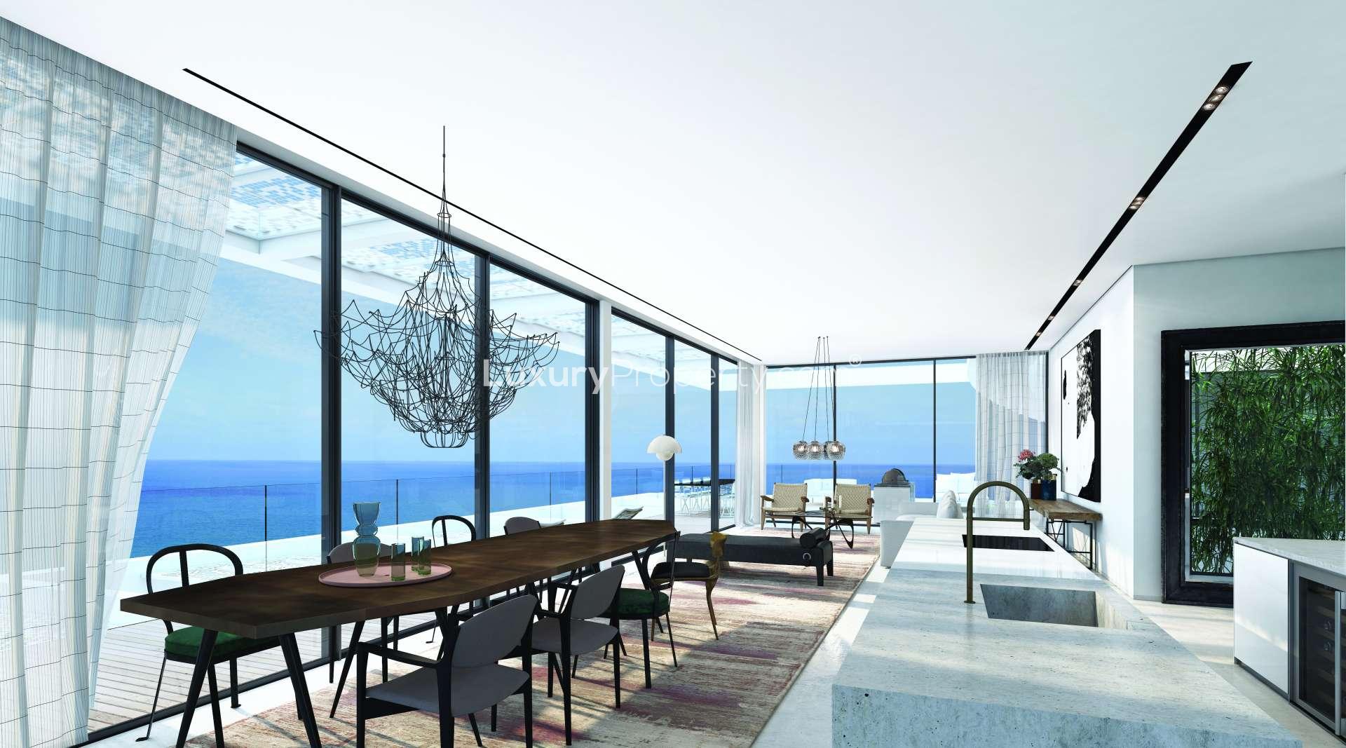 Luxurious terrace with modern furniture and sea view in Port Tel Aviv apartment