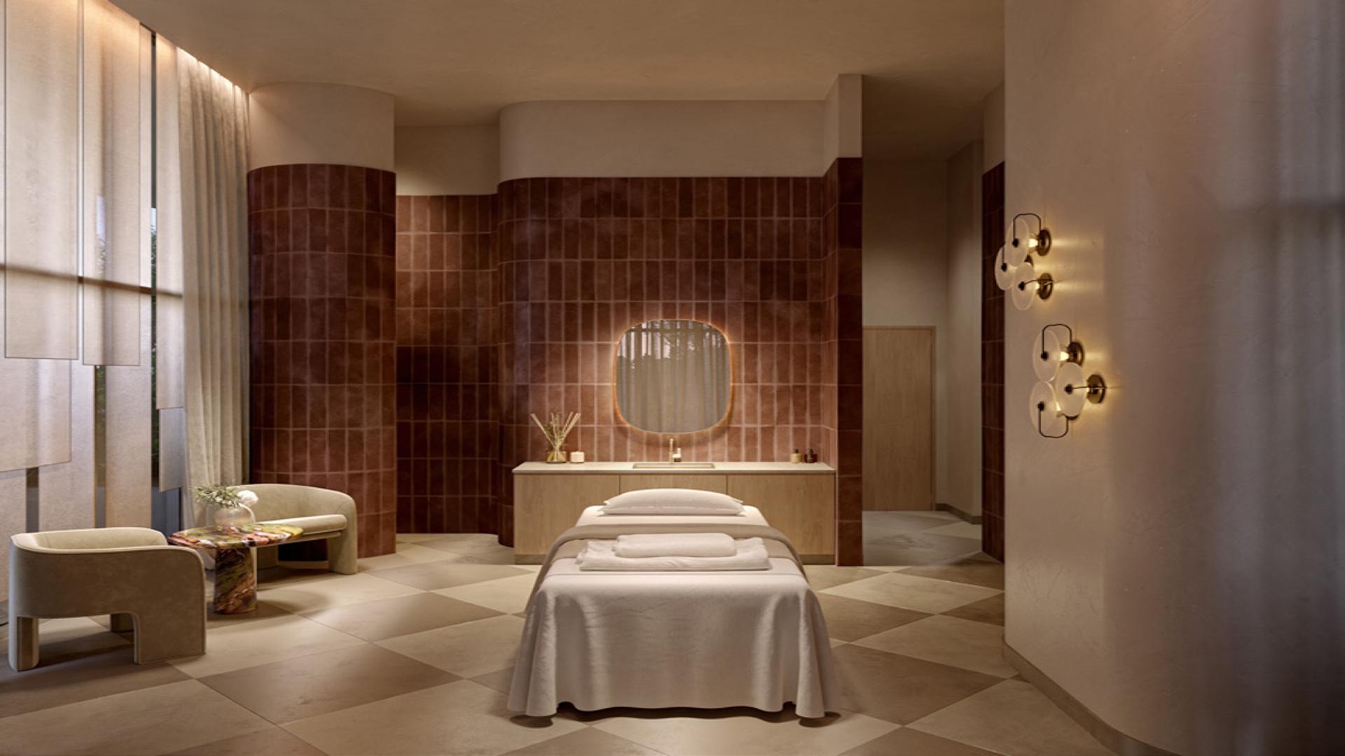 Breathtaking oceanfront apartment towers at Emaar Beachfront, Dubai Harbour, sunset view