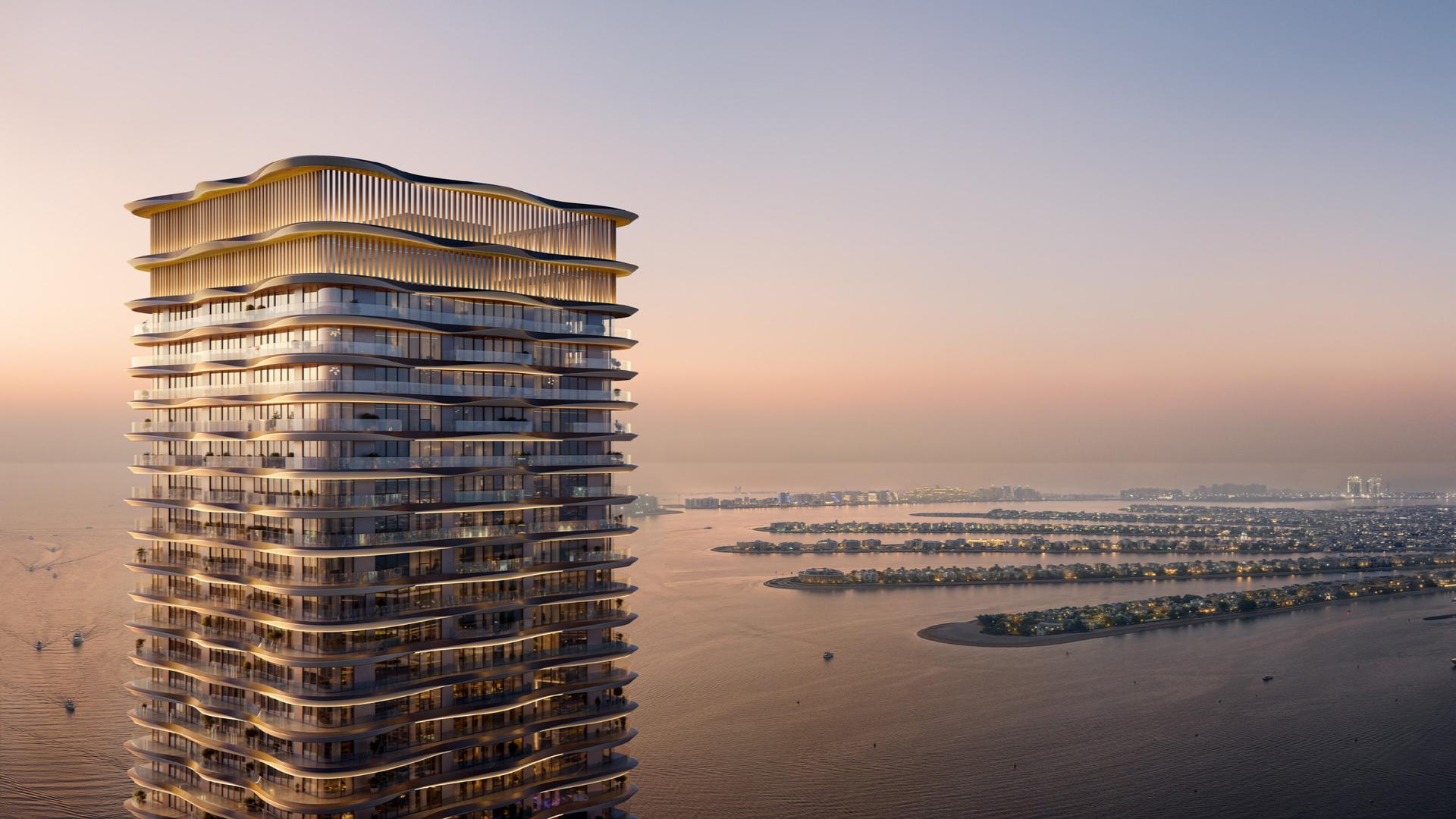 Breathtaking ocean view from luxury apartment balcony in Emaar Beachfront, Dubai Harbour