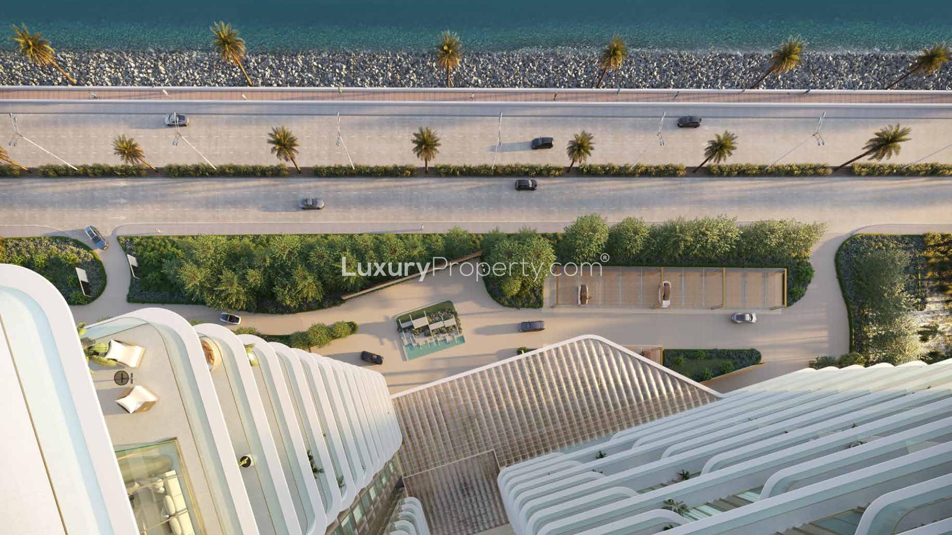 Luxurious poolside view at Serenia Living, Palm Jumeirah apartment for sale