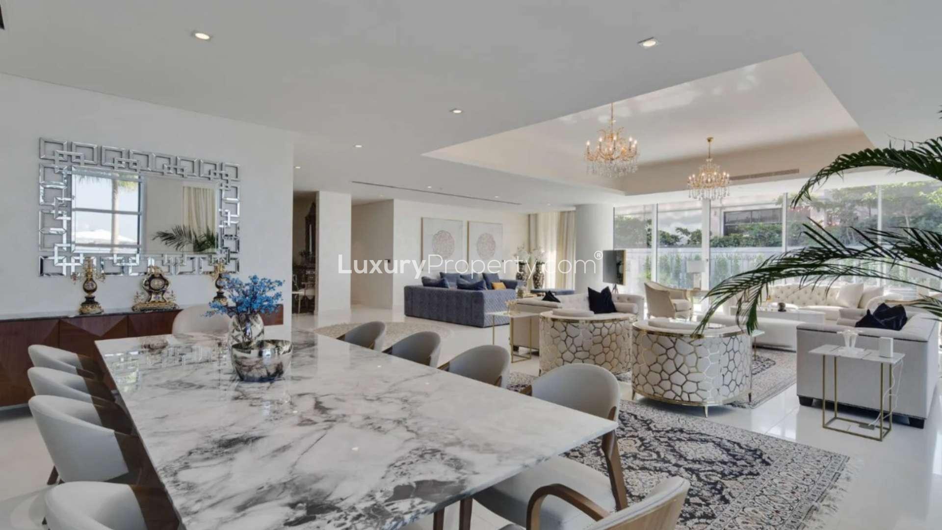 Luxurious living room in Serenia Residences penthouse, Palm Jumeirah, with stunning sea views