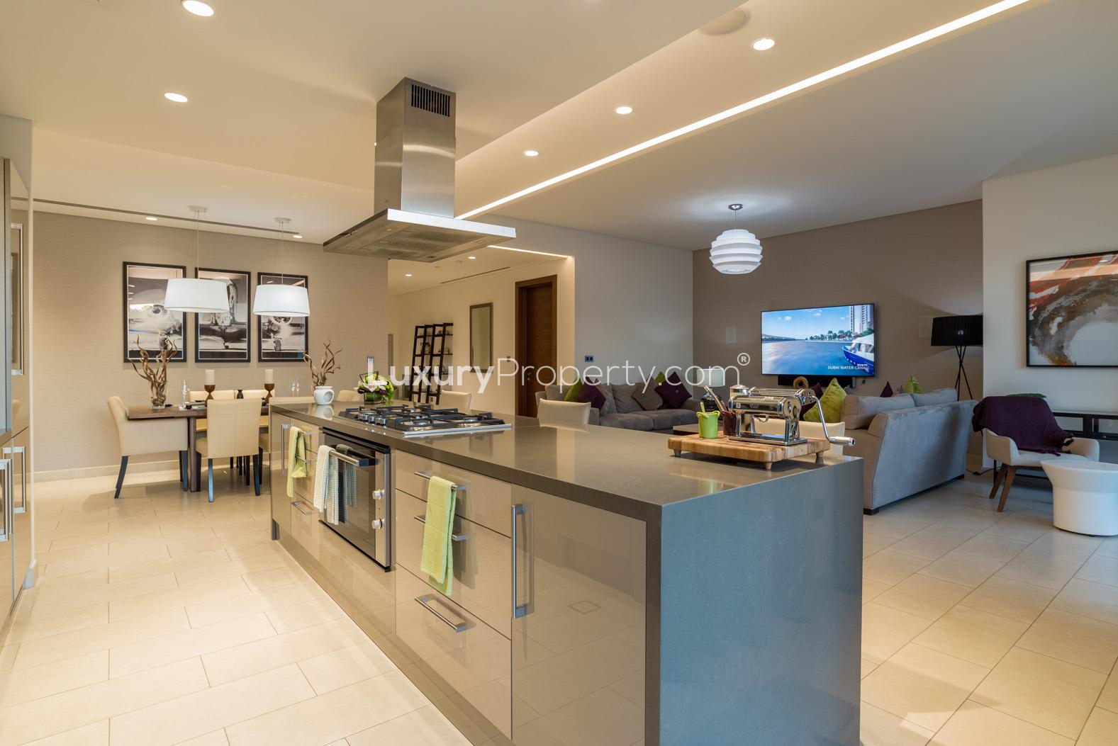 Luxurious outdoor patio of four-bedroom duplex in Sobha Hartland, Mohammed Bin Rashid City