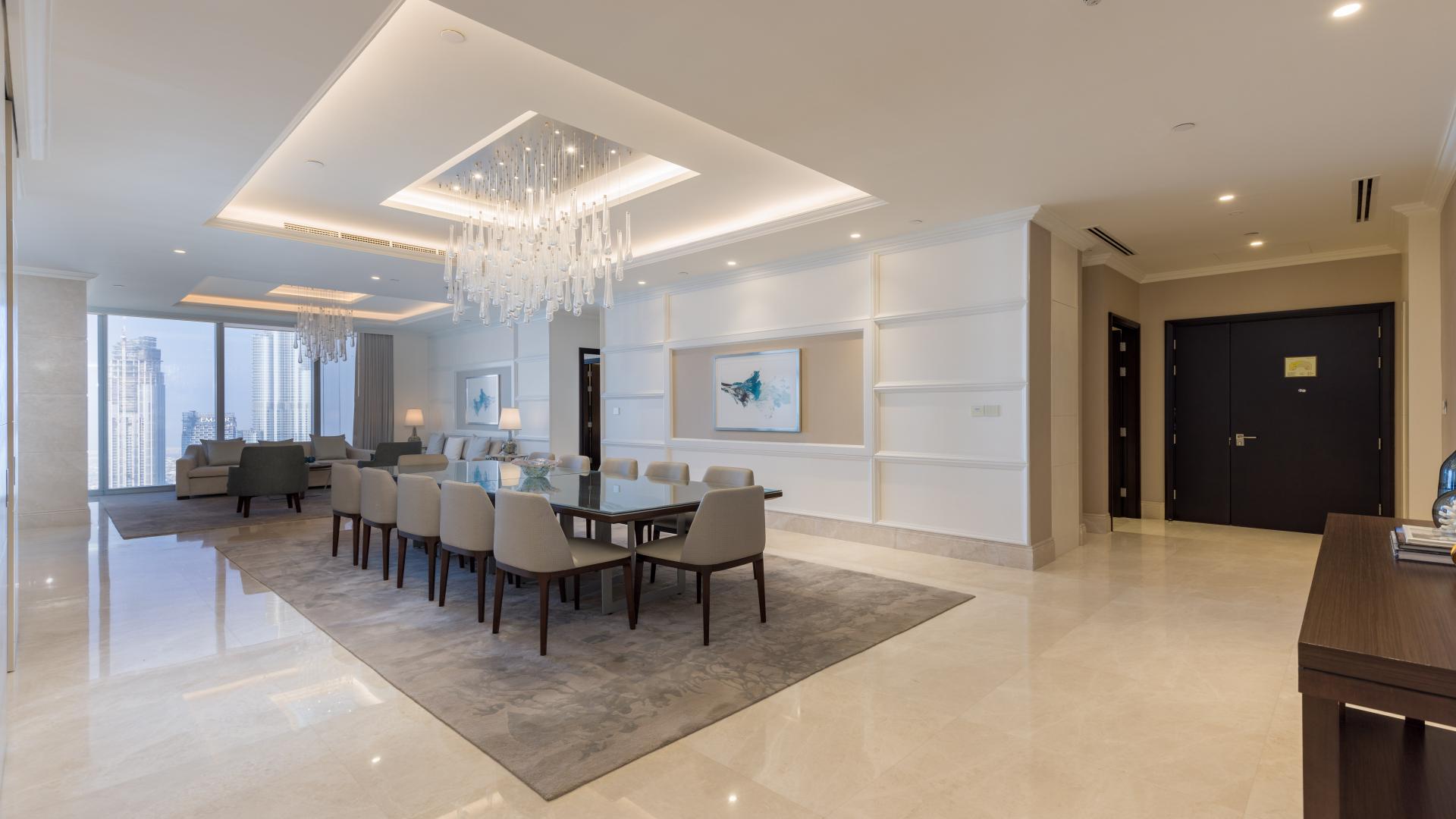 Luxurious penthouse living room with Burj Khalifa views, The Address Residence Fountain Views