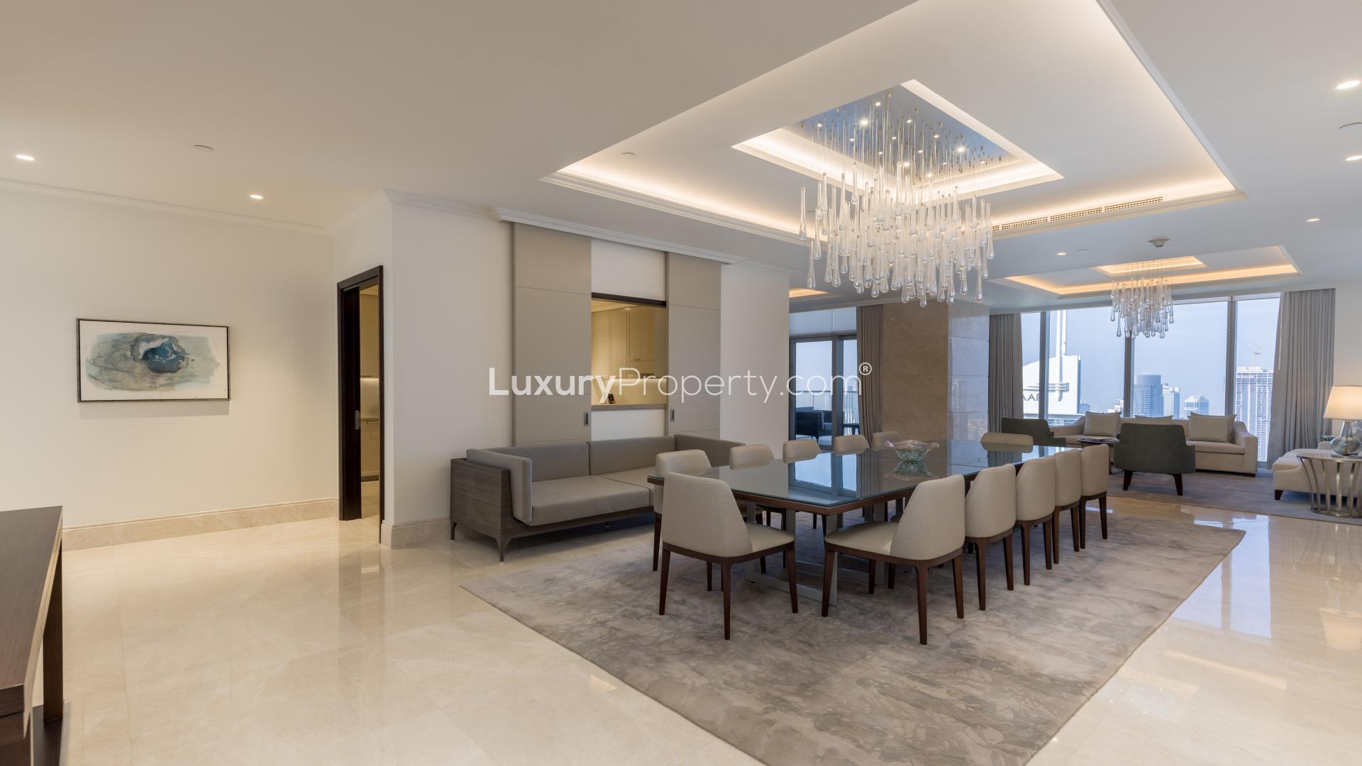 Luxurious penthouse living room with Burj Khalifa view, Downtown Dubai, The Address Residence Fountain Views
