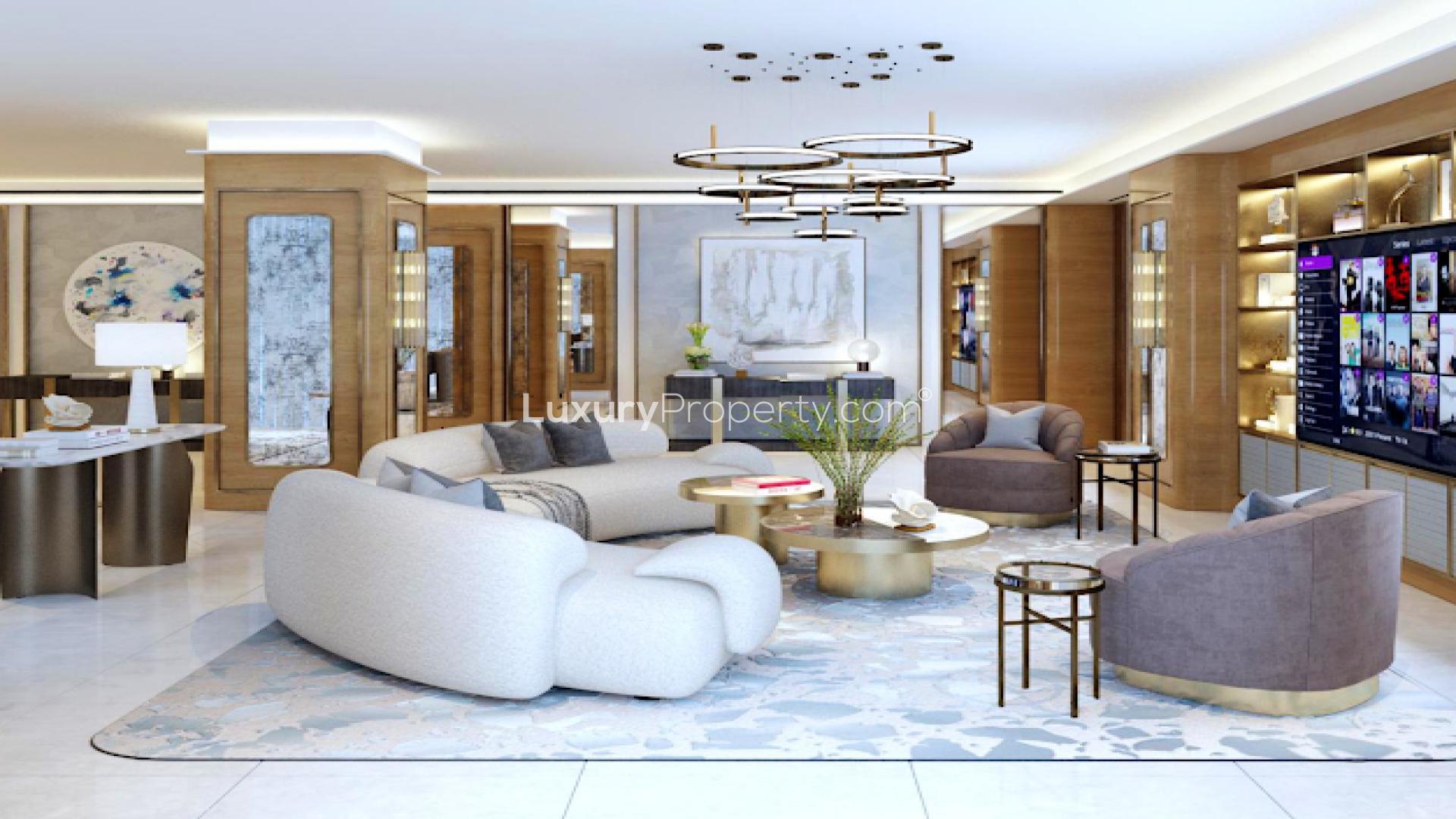 Luxury living room in 4-bedroom apartment, Atlantis The Royal, Palm Jumeirah