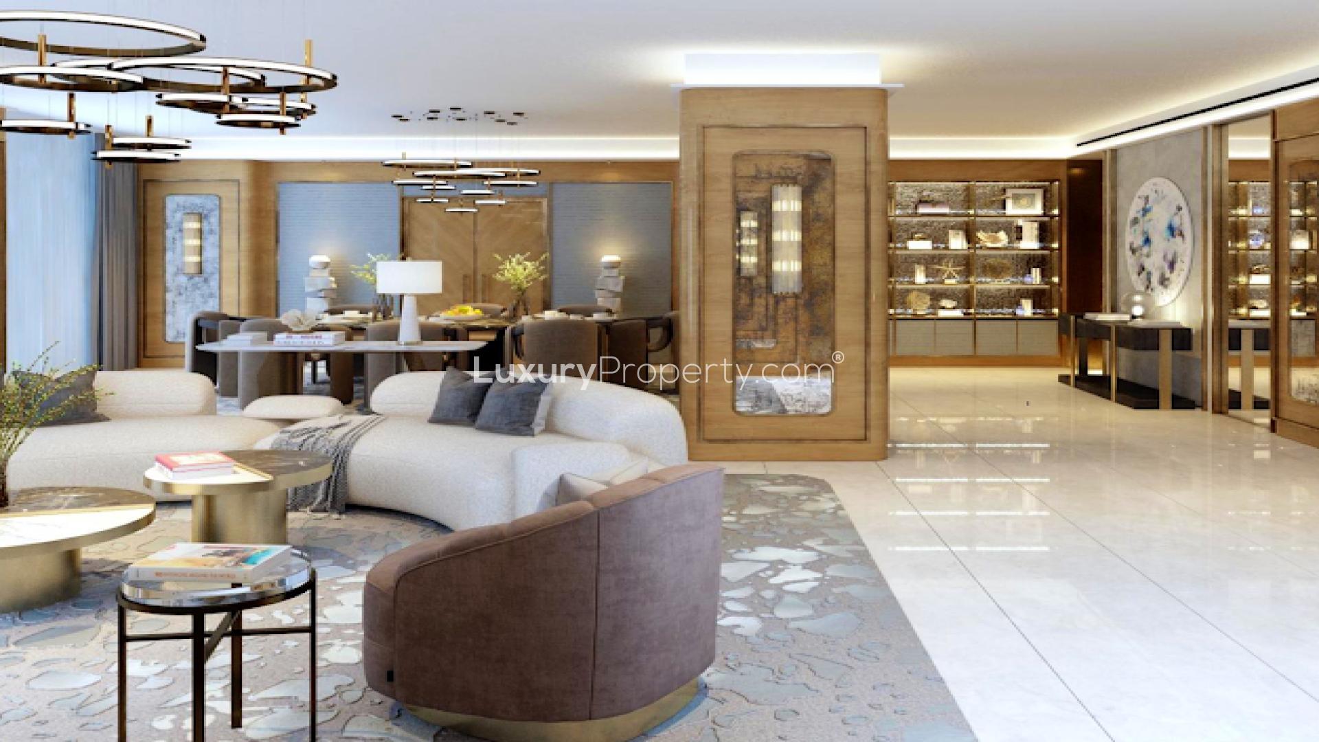 Luxury dining room in Atlantis The Royal Residences apartment, Palm Jumeirah, with elegant decor