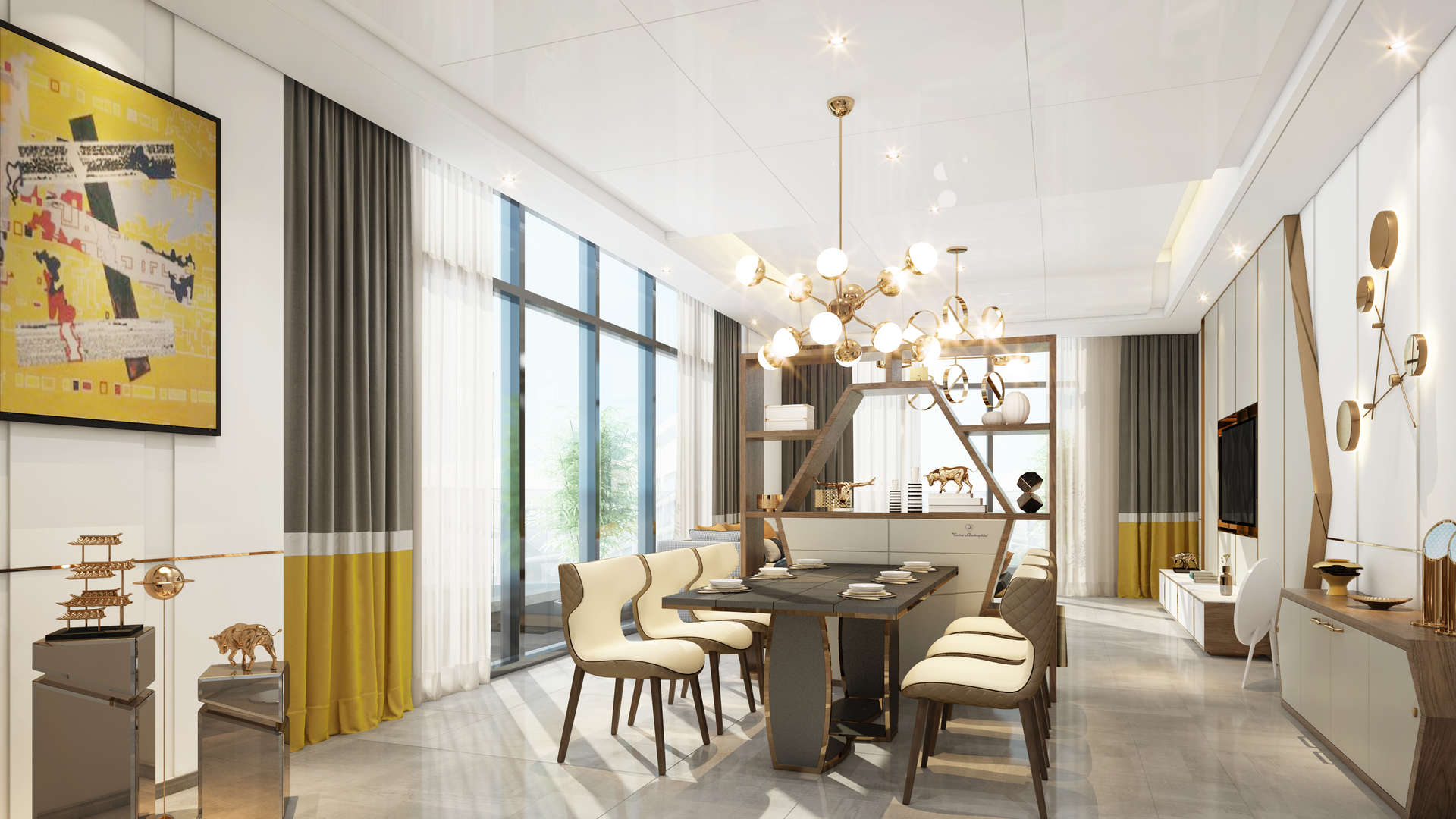 Luxury dining area in upgraded four-bedroom apartment, Tonino Lamborghini Residences, Meydan Business Park