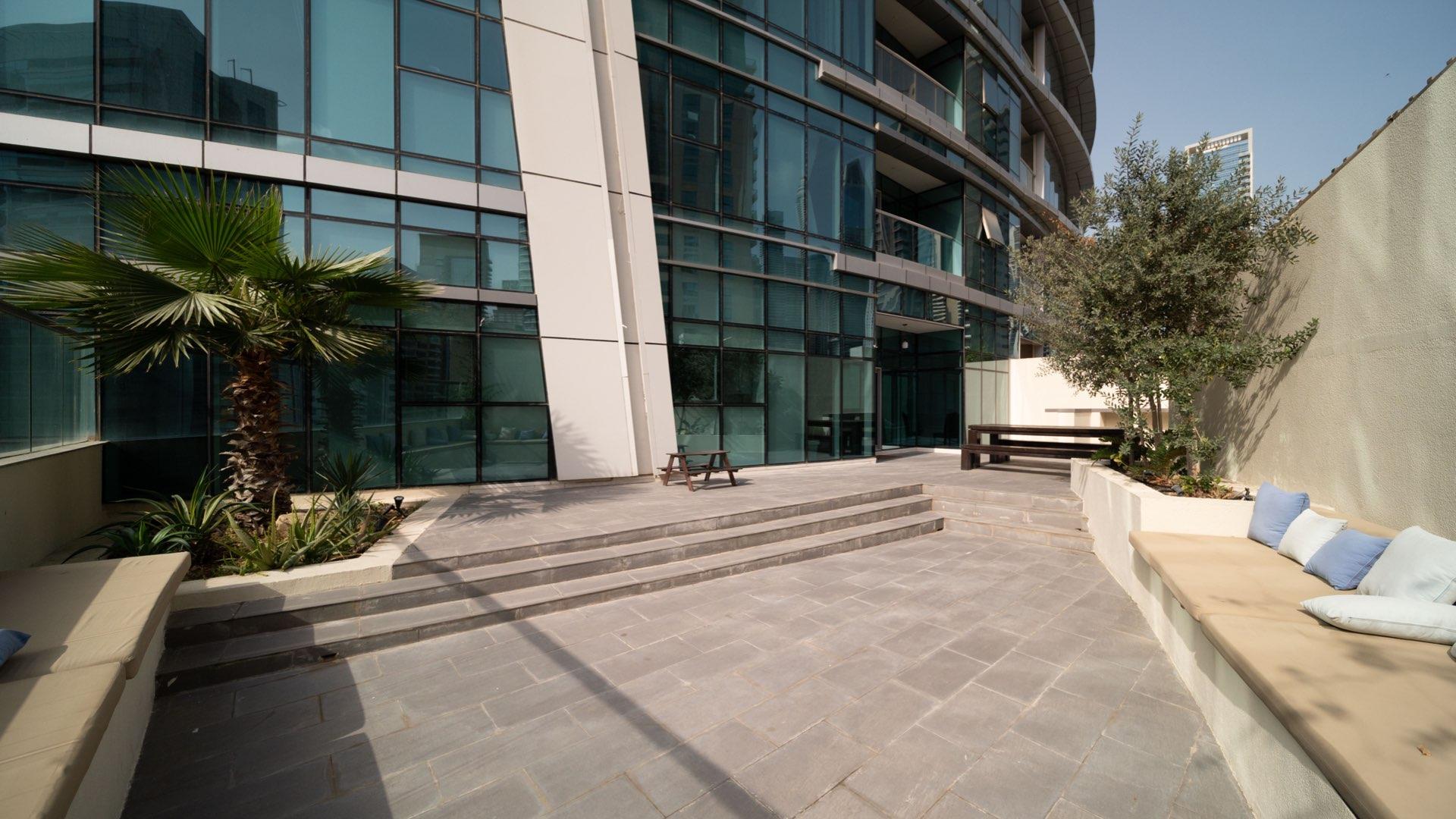 Outdoor terrace view of upgraded duplex apartment in Dubai Marina's Trident Bayside