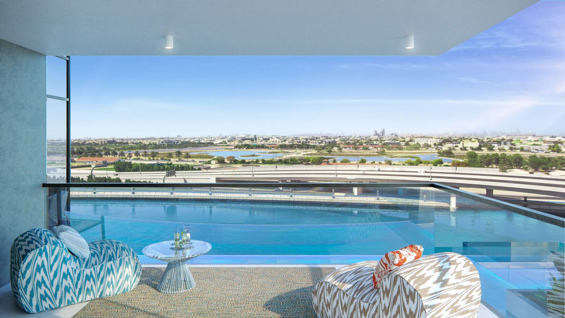 Canal front penthouse building in Urban Oasis, Business Bay, with cityscape and boat view