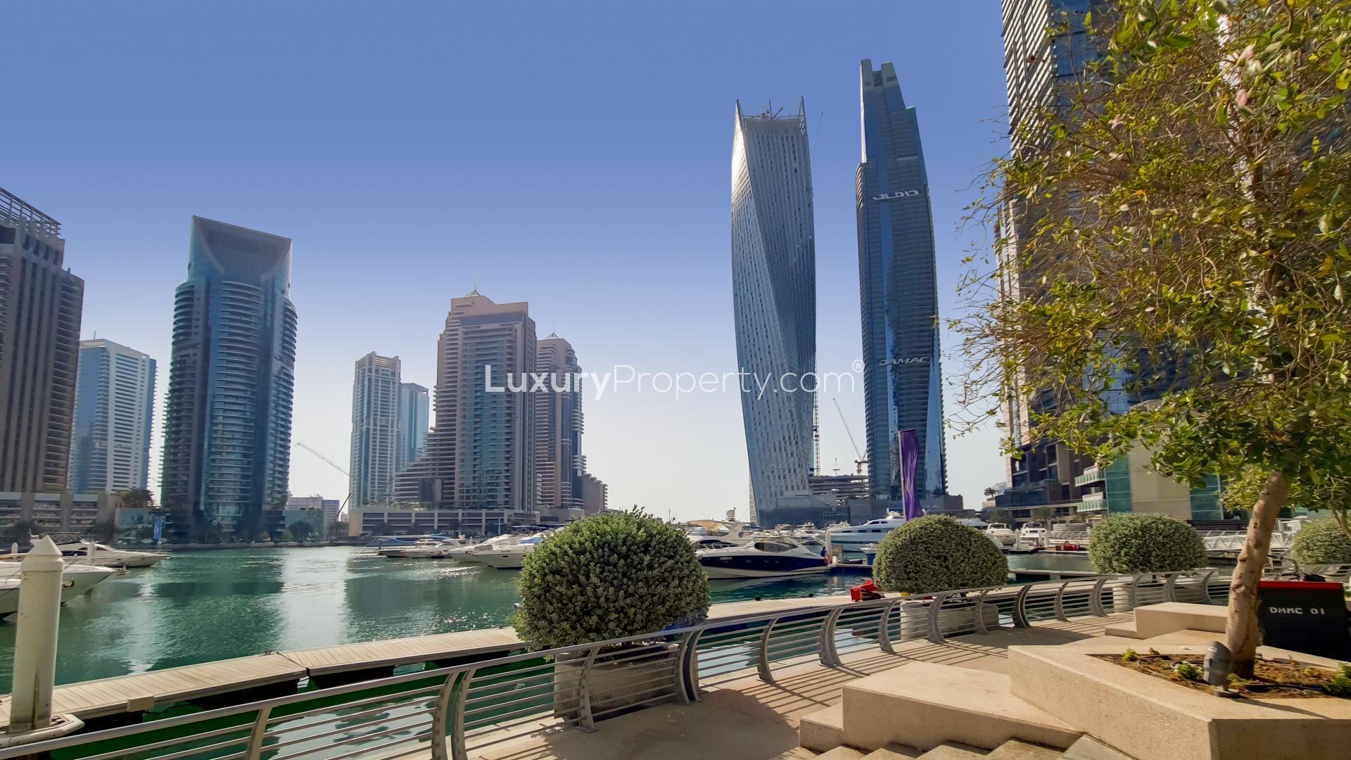 Stunning furnished living room in Cayan Tower, Dubai Marina apartment for rent