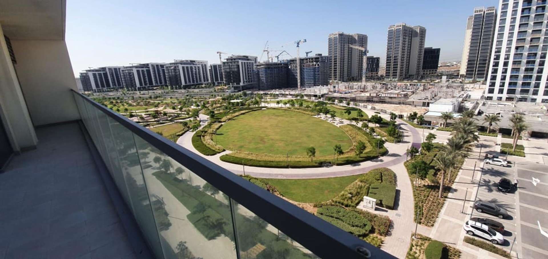 Empty room with large window view in Dubai Hills Estate penthouse apartment