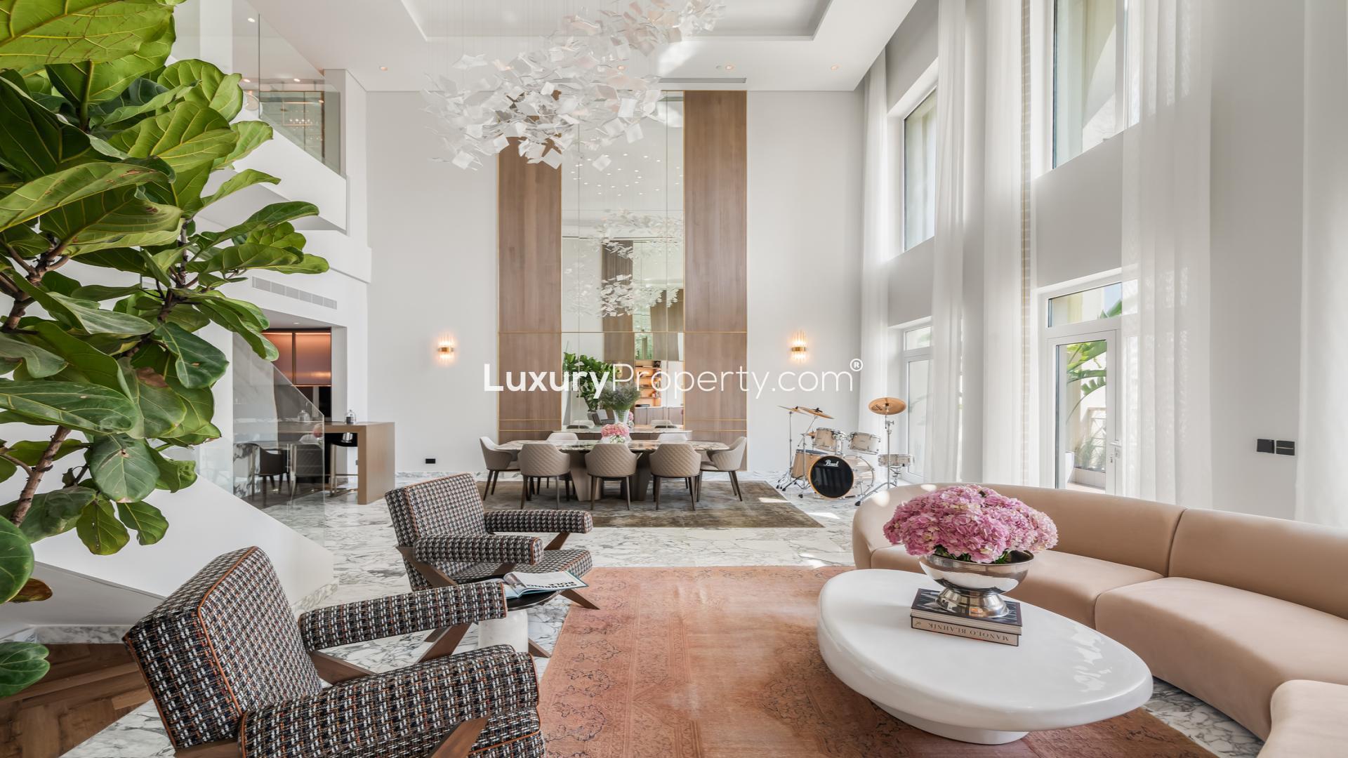 Luxurious living room in designer finished penthouse, Shoreline Apartments, Palm Jumeirah