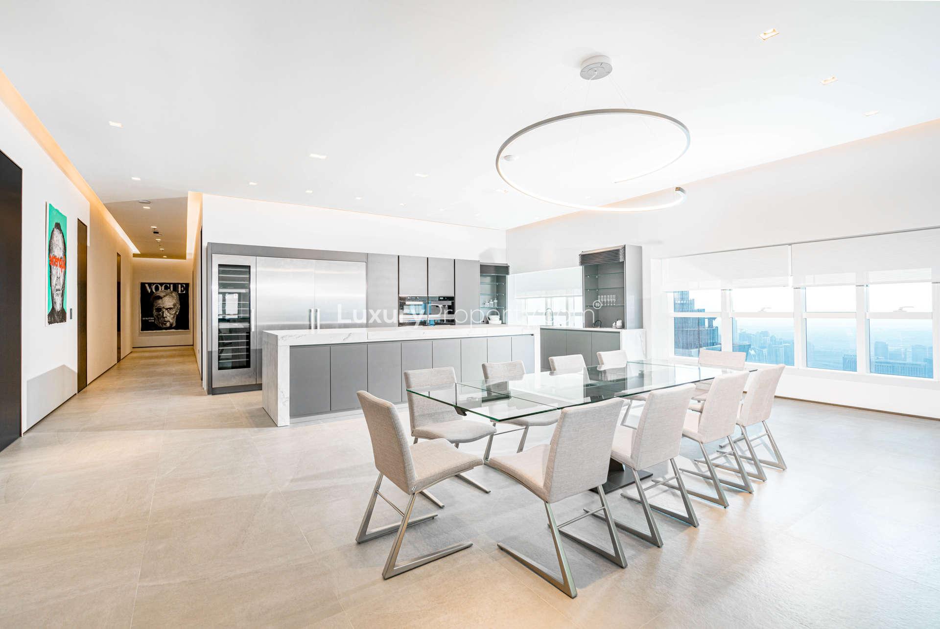 Luxurious bedroom in fully upgraded Dubai Marina penthouse with stunning panoramic views