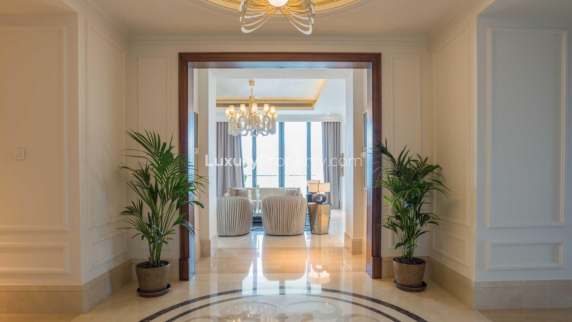 Luxurious hallway in The 118 penthouse, Downtown Dubai, showcasing elegant interior design