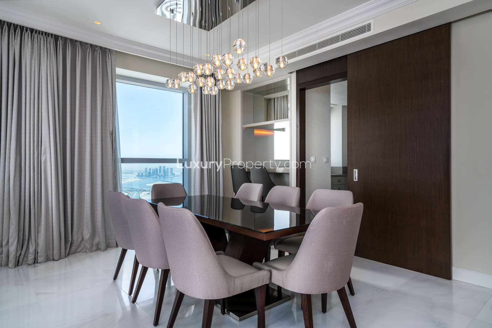 Hallway view leading to bedroom in Address Fountain Views penthouse, Downtown Dubai