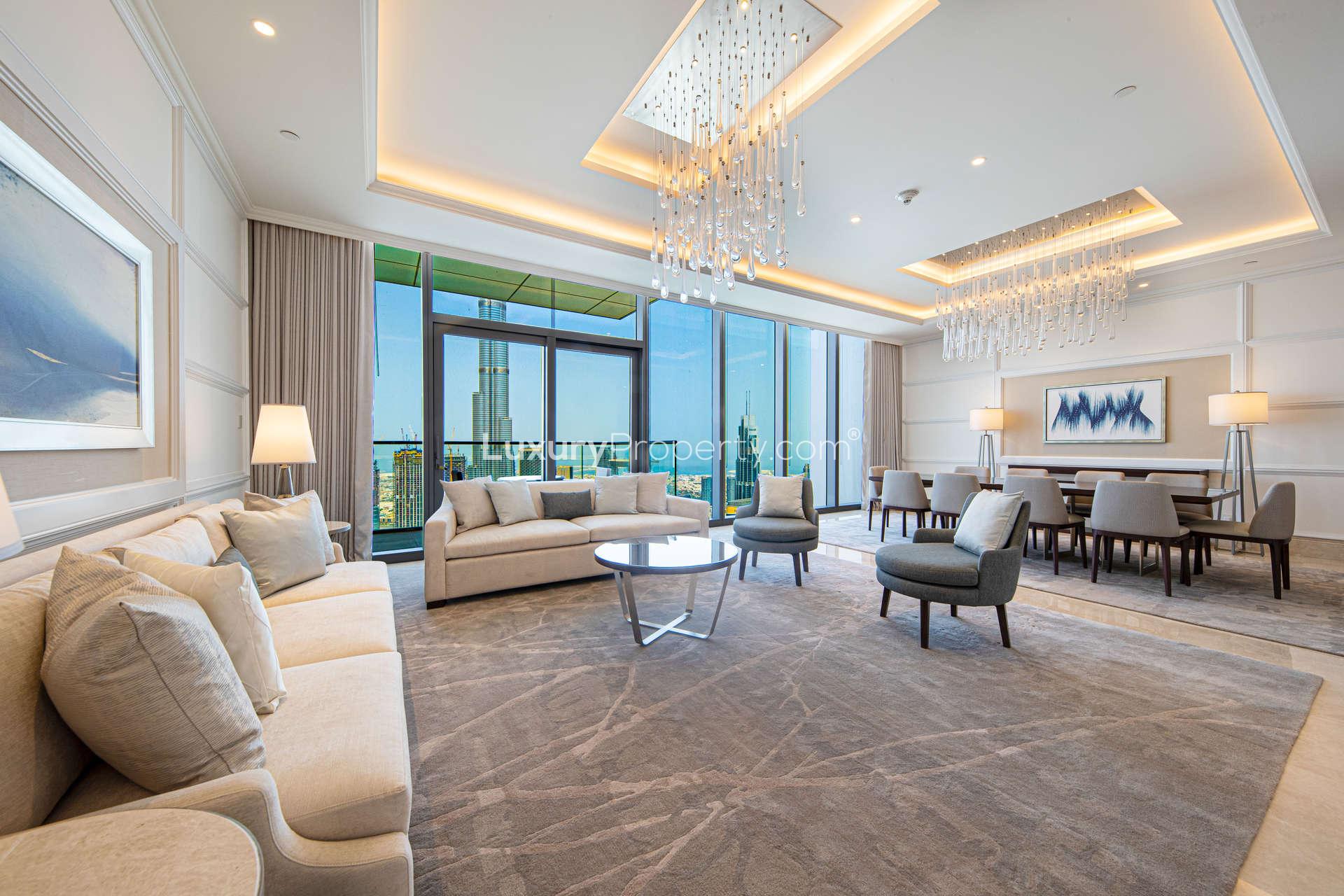 Elegant dining room in luxury 4-bedroom penthouse, The Address Sky View, Downtown Dubai