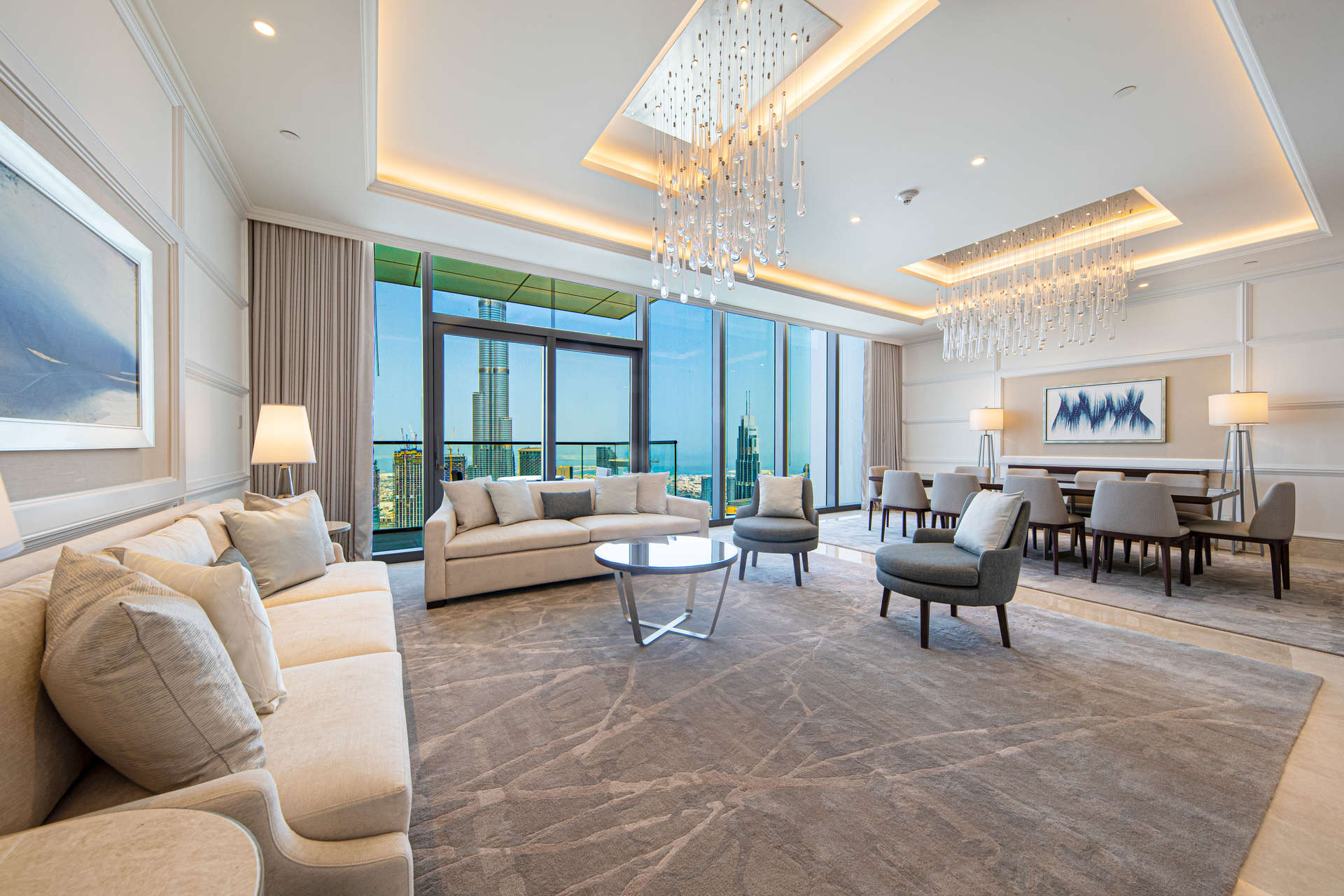 Elegant dining room in luxury 4-bedroom penthouse, The Address Sky View, Downtown Dubai